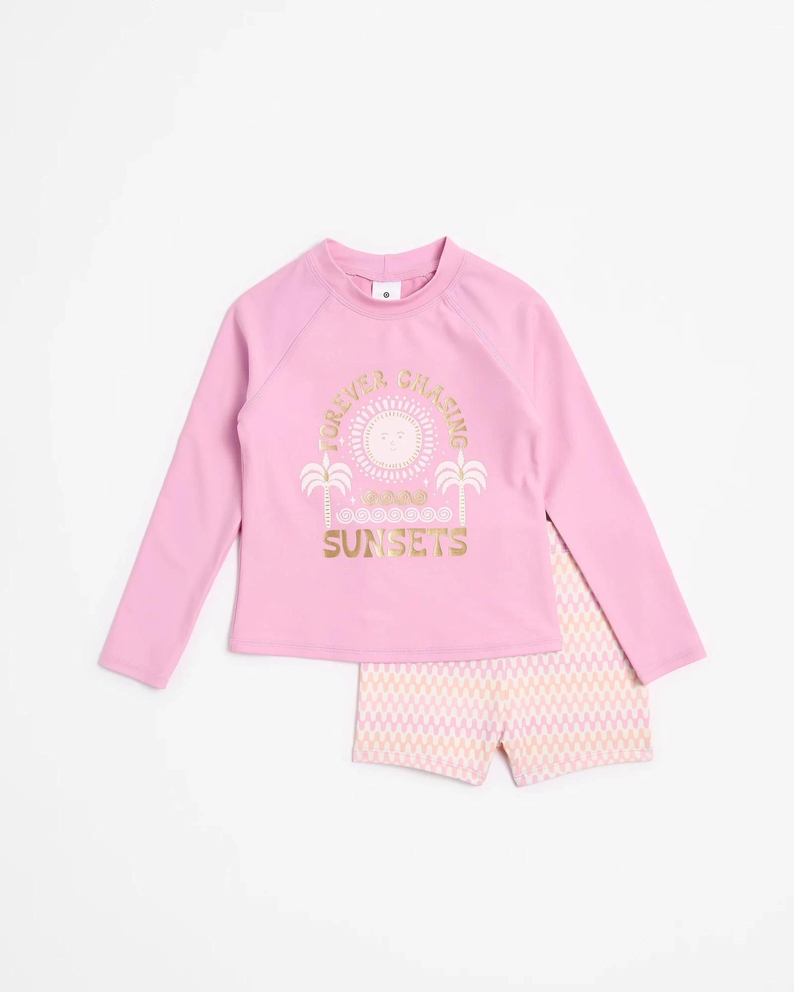 1 Target Swim Rashie and Short 2 Piece Set PINK, 1 of 3