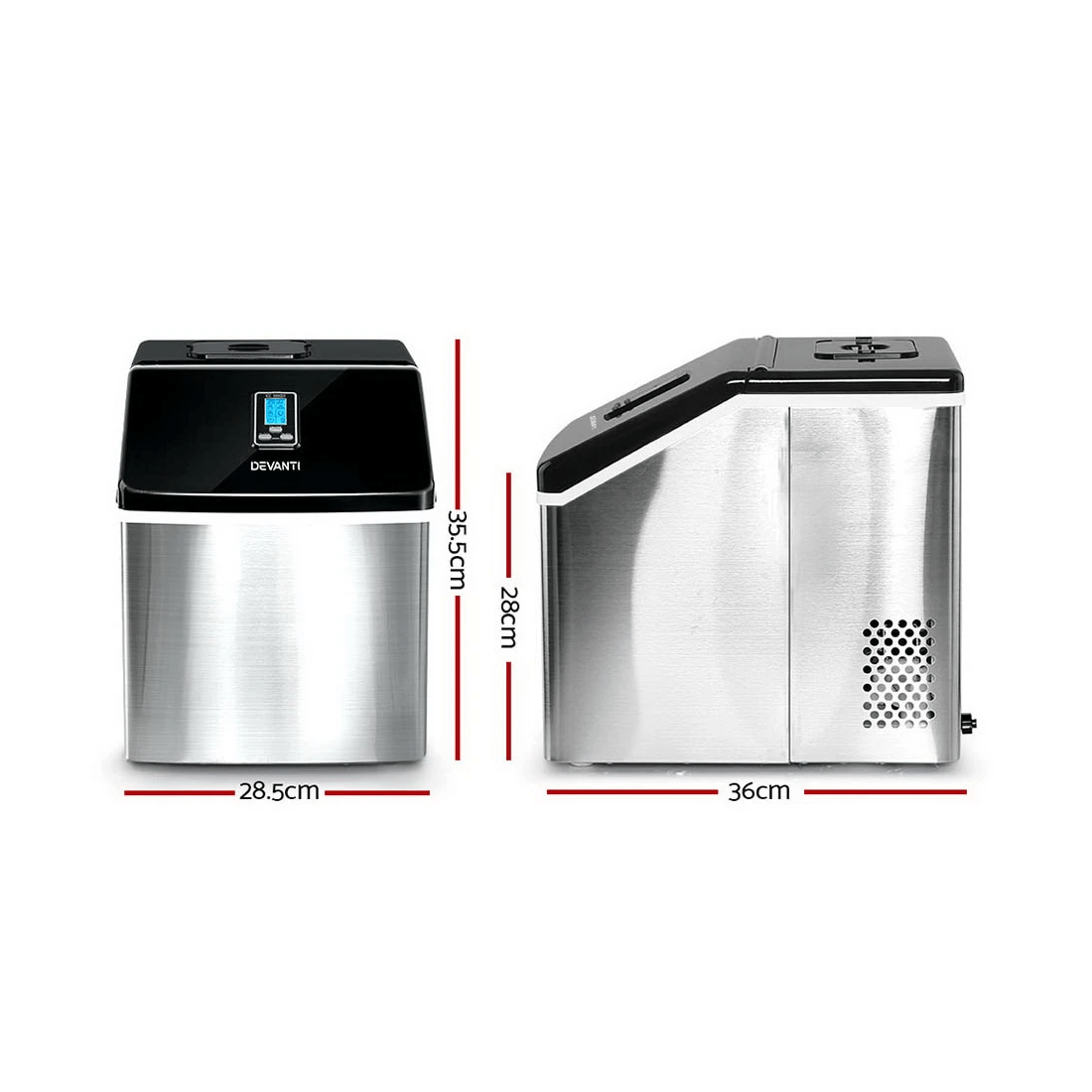 2 Devanti 18kg Ice Maker Machine Stainless Steel - Grey, 2 of 6