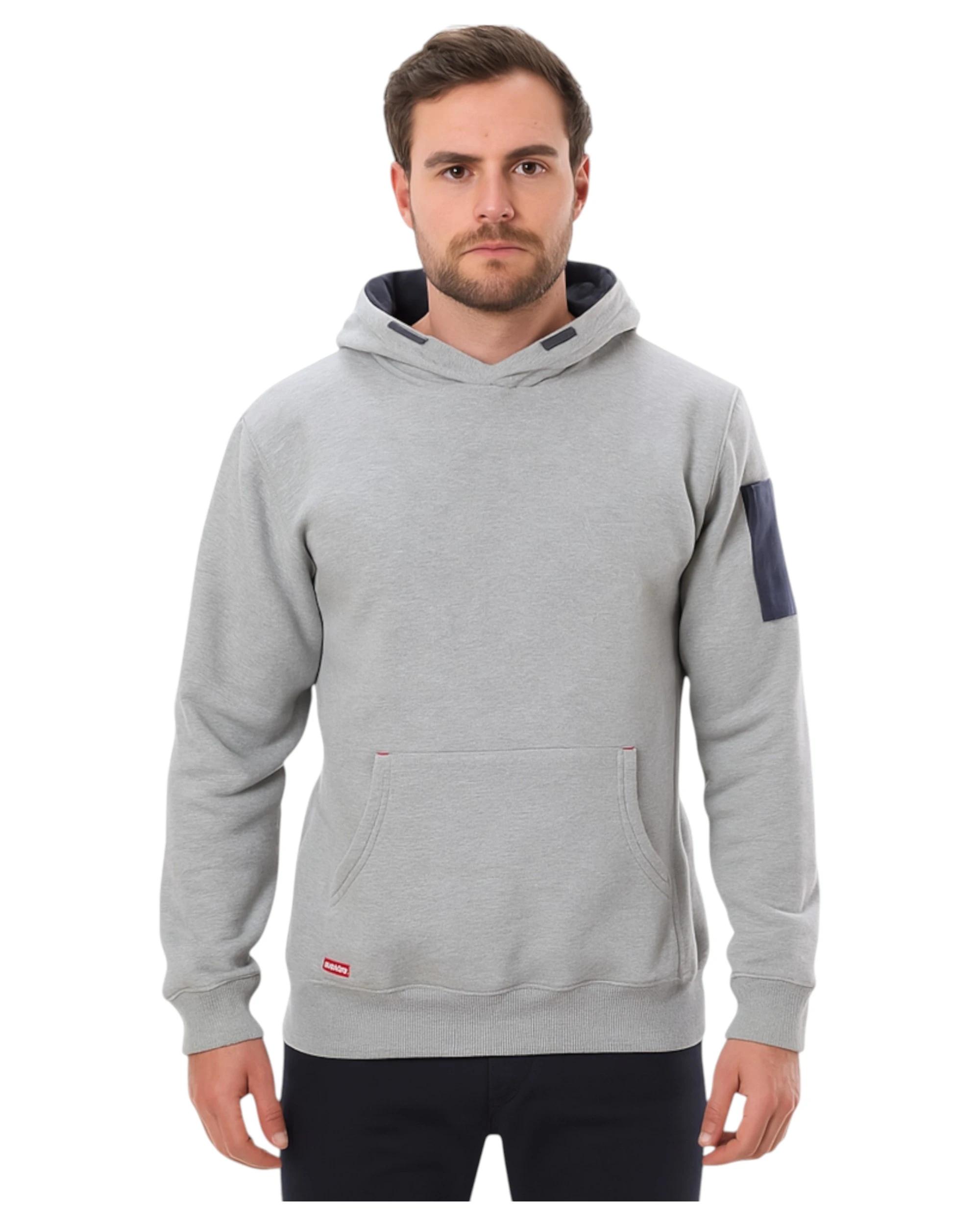 5 Hard Yakka Mens Brushed Fleece Hoodie Jumper Grey Marle GREY MARLE, 5 of 9