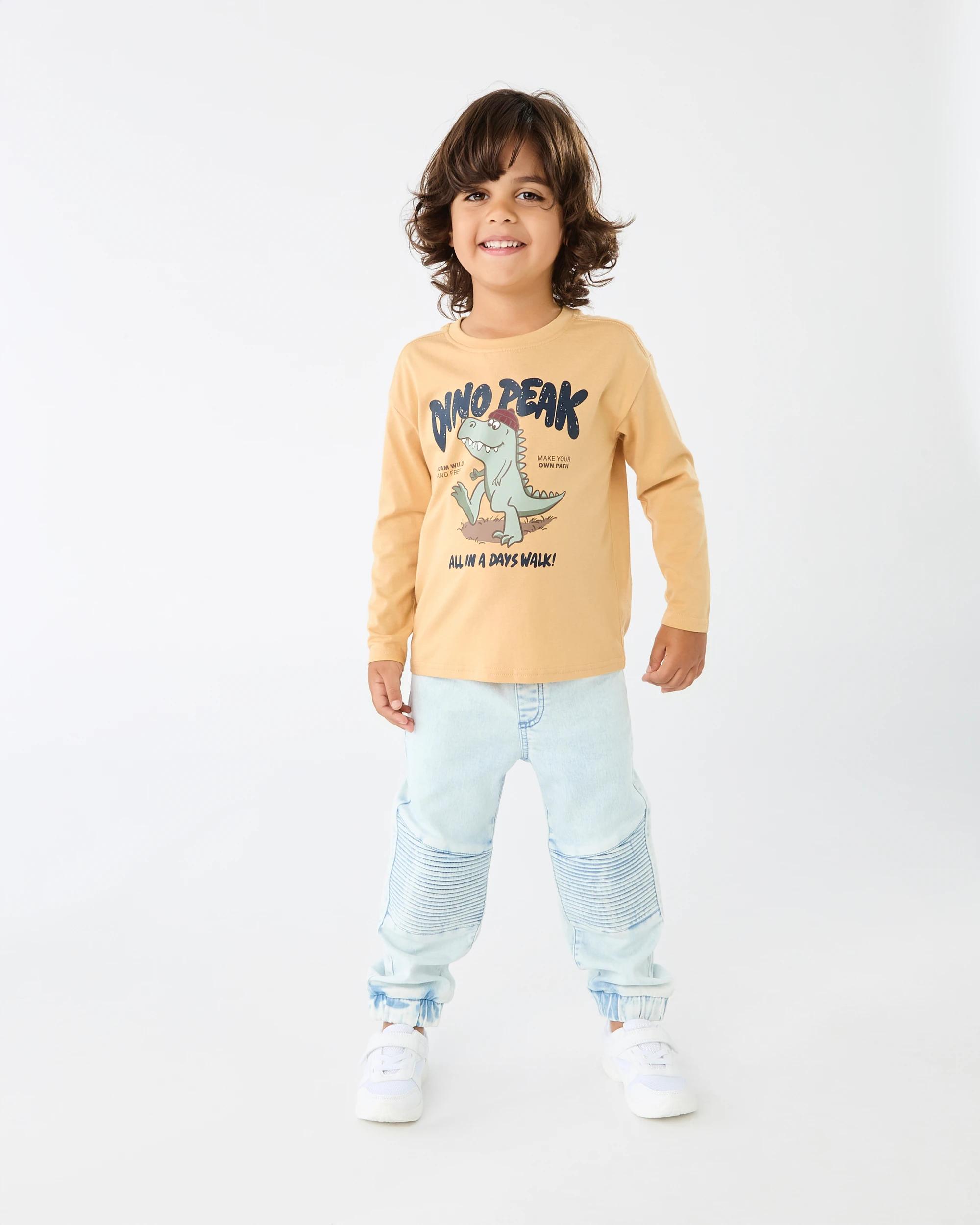 5 Long Sleeve Print T-shirt Yel Dino, 5 of 6