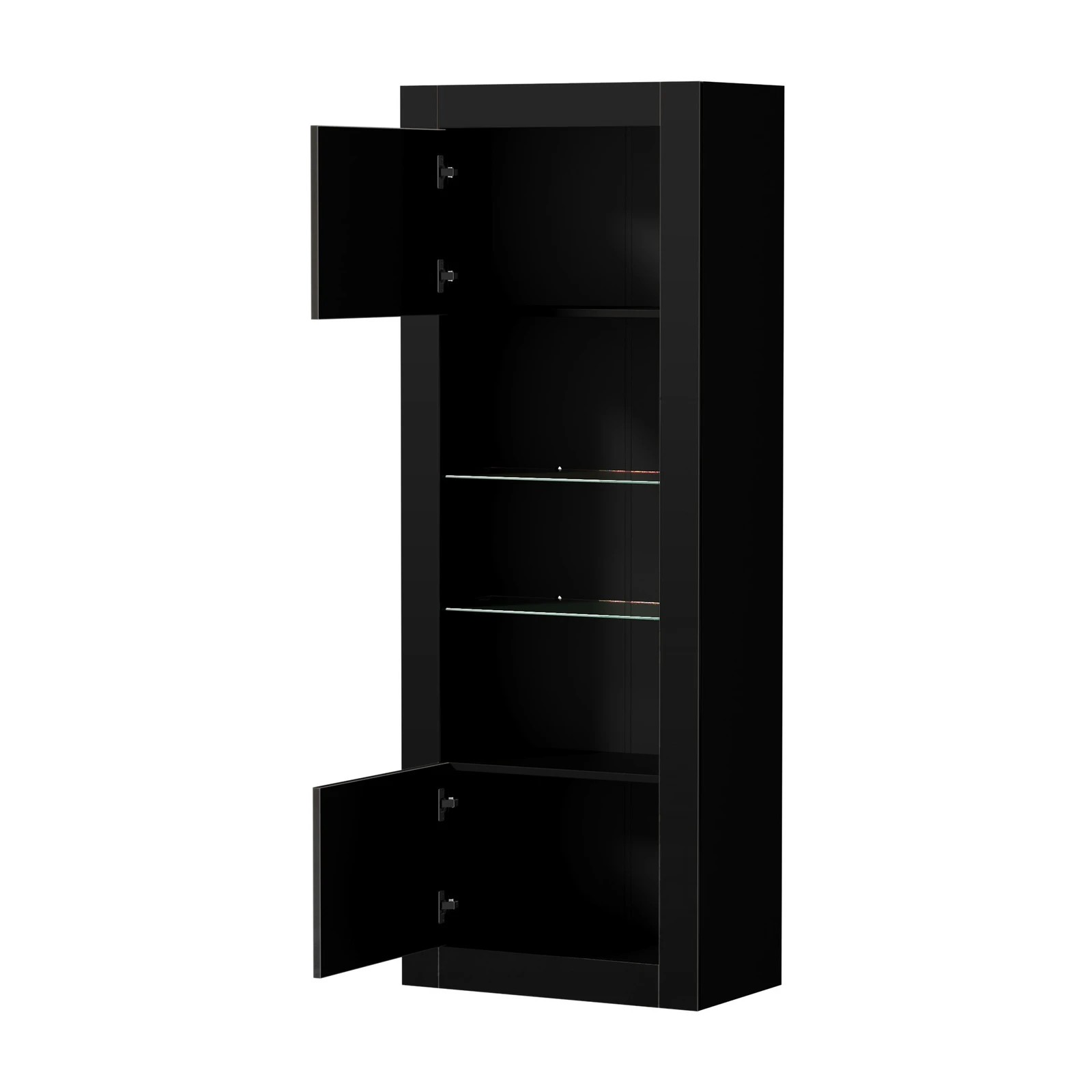 7 Oikiture 2PCS Display Cabinet Sideboard Buffet Storage Cupboard LED Light - Black, 7 of 8