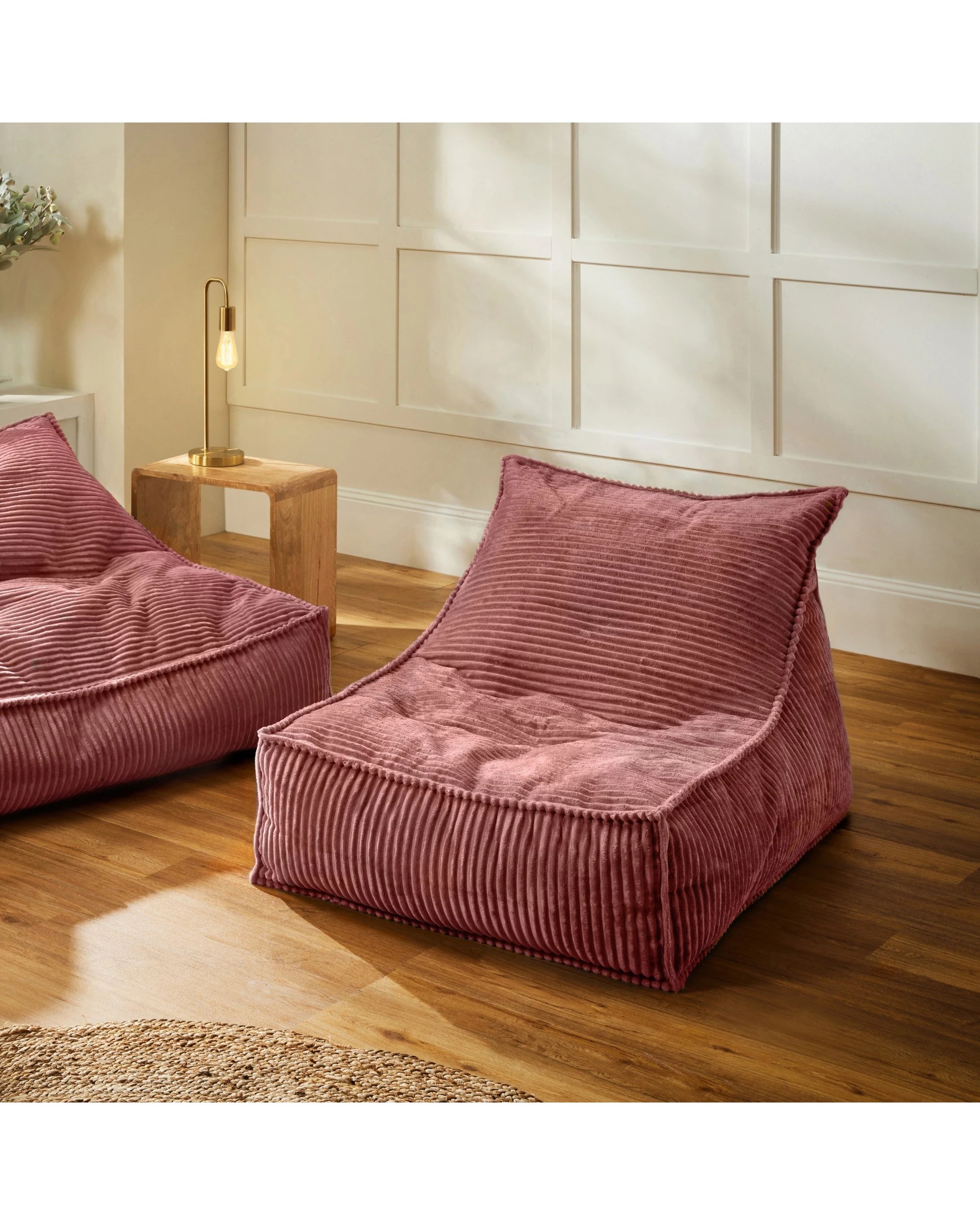 1 Cadence & Co. Wilde Ribbed Luxe Fleece Bean Bag Lounge Cover - Blush, 1 of 7