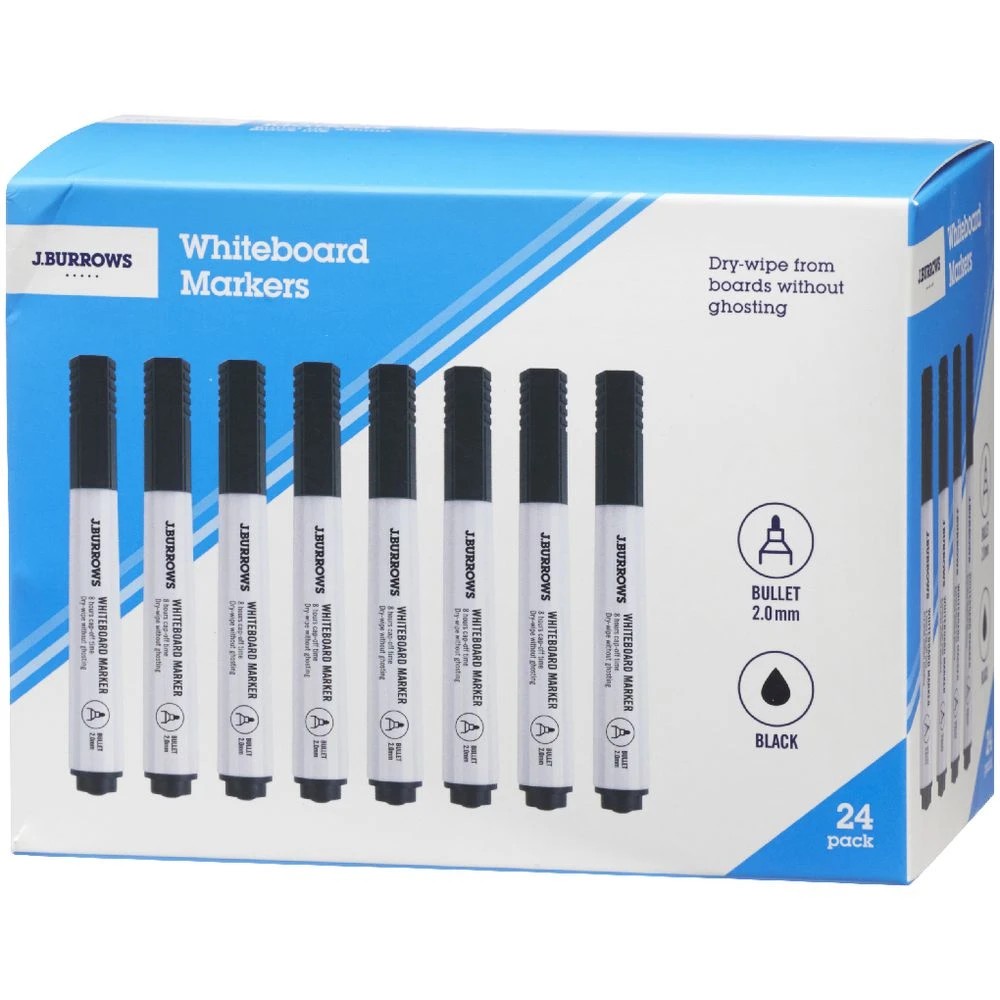 3 J.Burrows Whiteboard Markers Bullet Black 24 Pack, 3 of 3