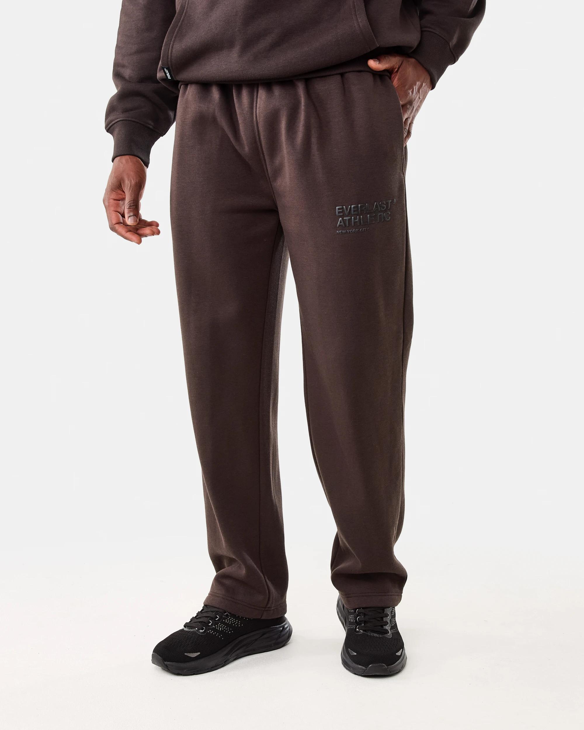 1 Everlast Mens Wide Leg trackpant Choc Brown, 1 of 8