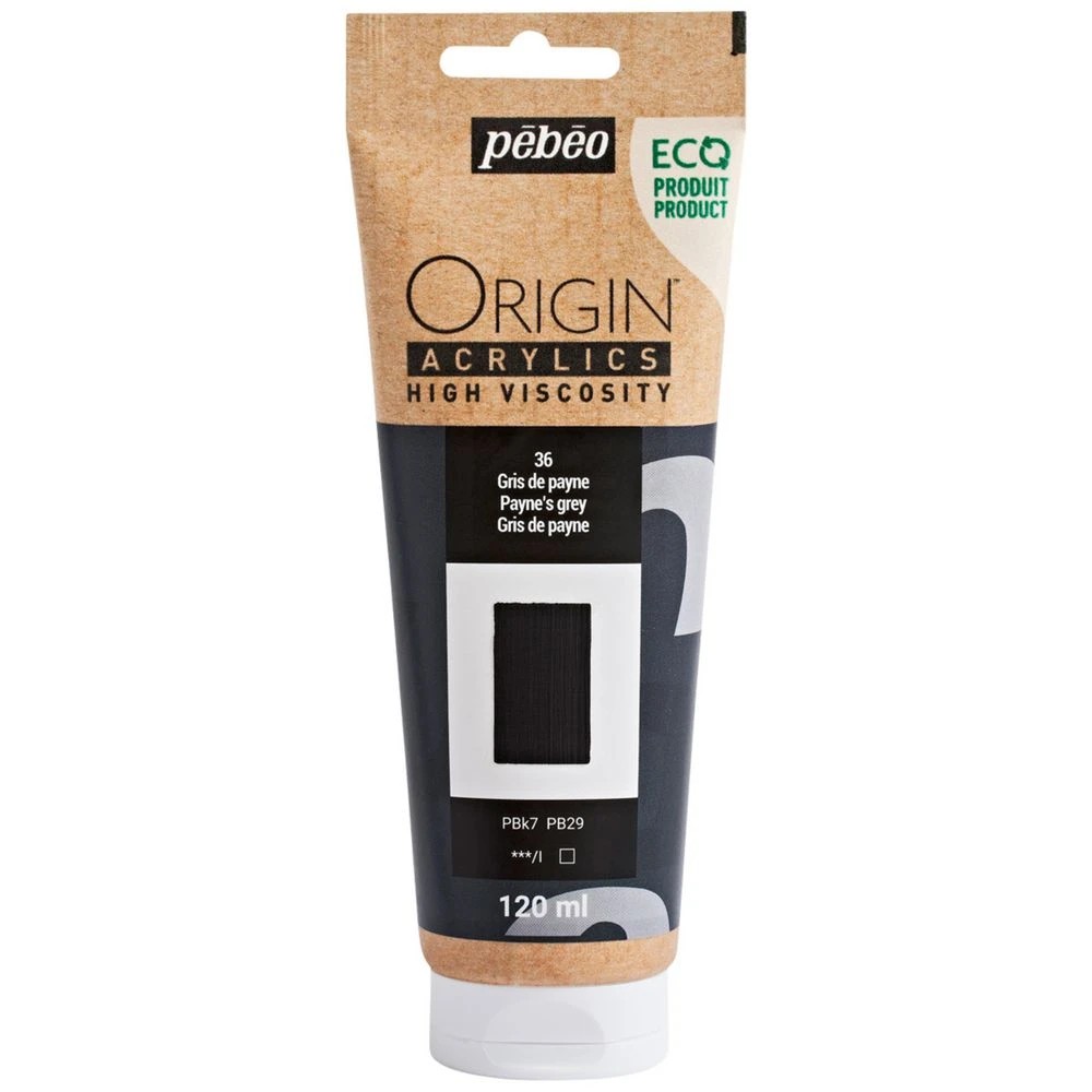 1 Pebeo Origin Acrylic Paint 120mL Paynes Grey, 1 of 3