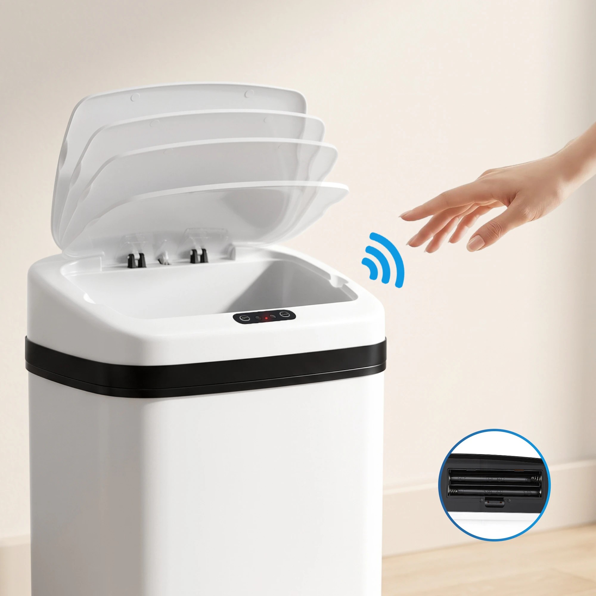 4 Devanti 15L Motion Sensor Bin Touchless Bins Soft-Close Rubbish Trash Can - White, 4 of 9