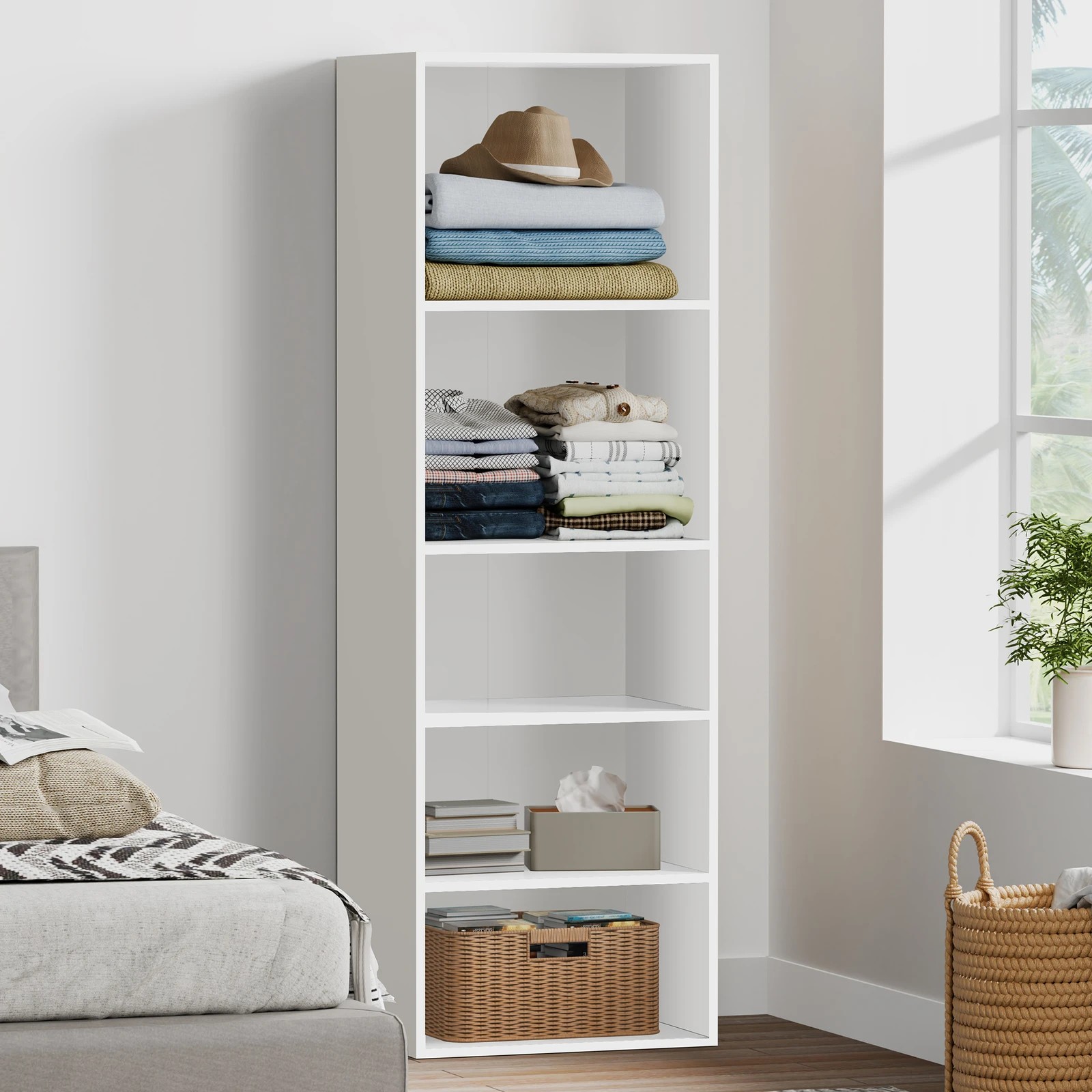 3 Alfordson Wardrobe 5 Shelves Clothes Storage Cabinet - White, 3 of 10