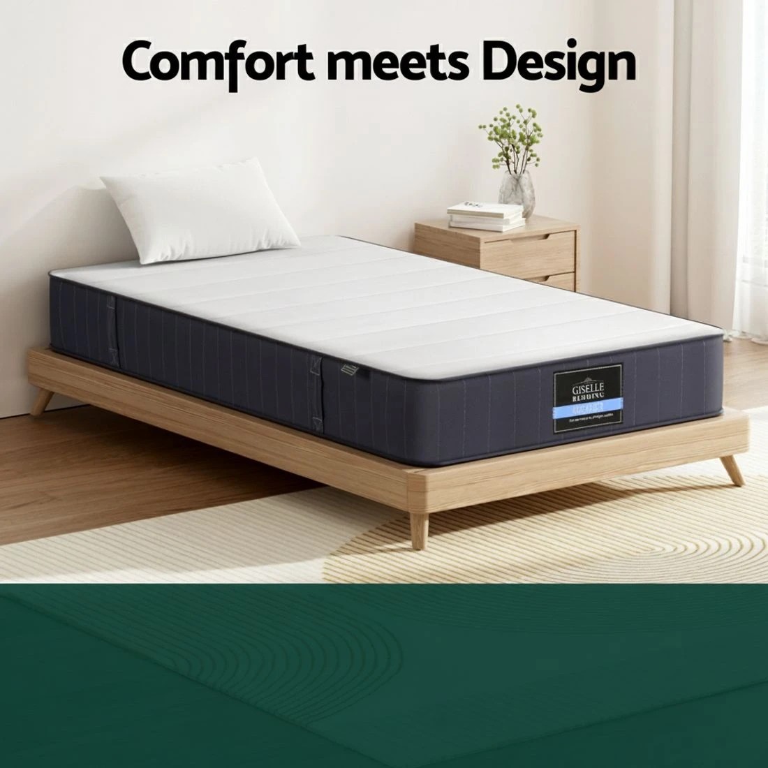 4 Giselle Bedding Tight Top Mattress 20cm King Single Bed Pocket Spring Hybrid Mattresses - King Single Bed - Multi, 4 of 7