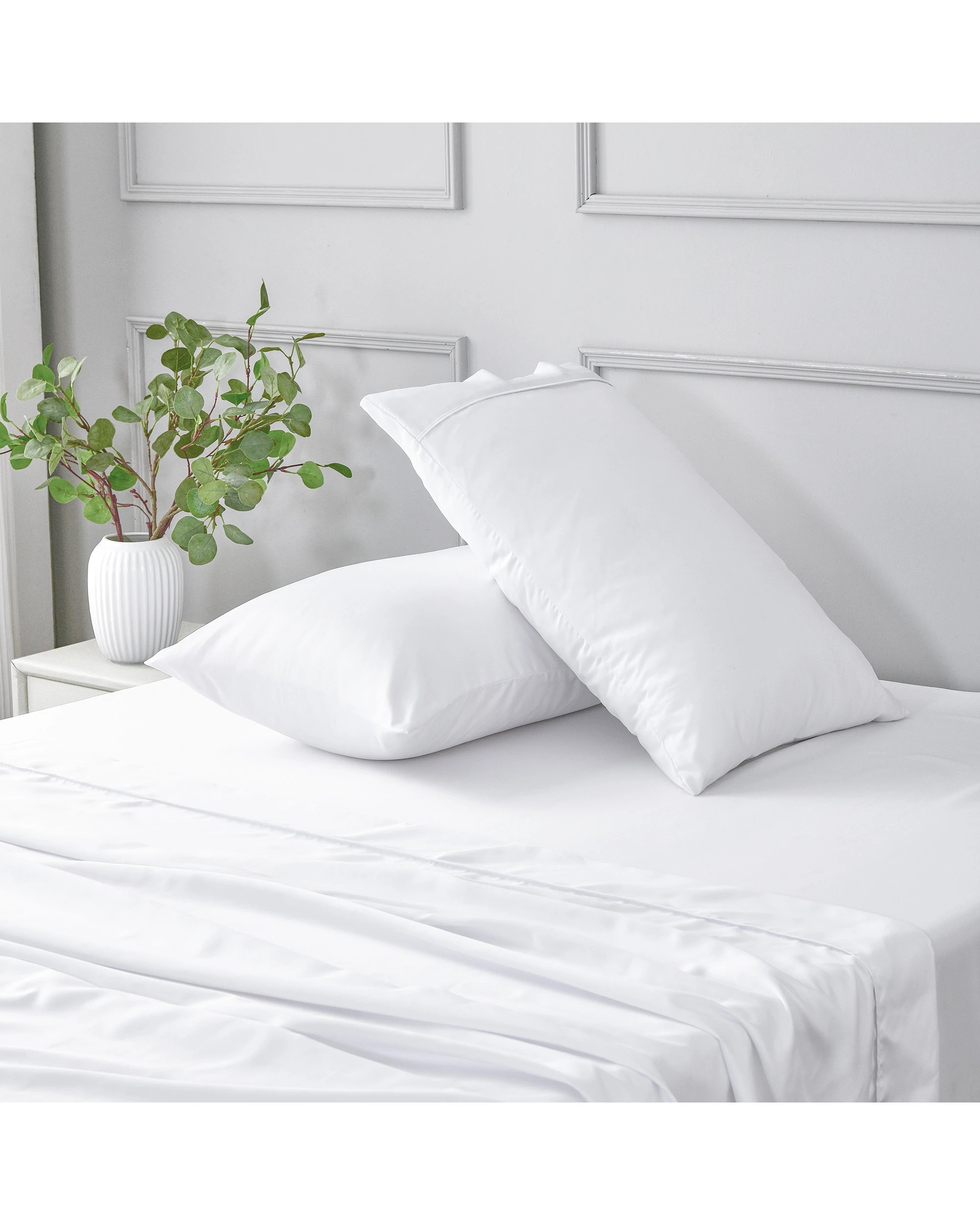 2 Dreamaker Matte Satin King Pillowcase Twin Pack - White, 2 of 6