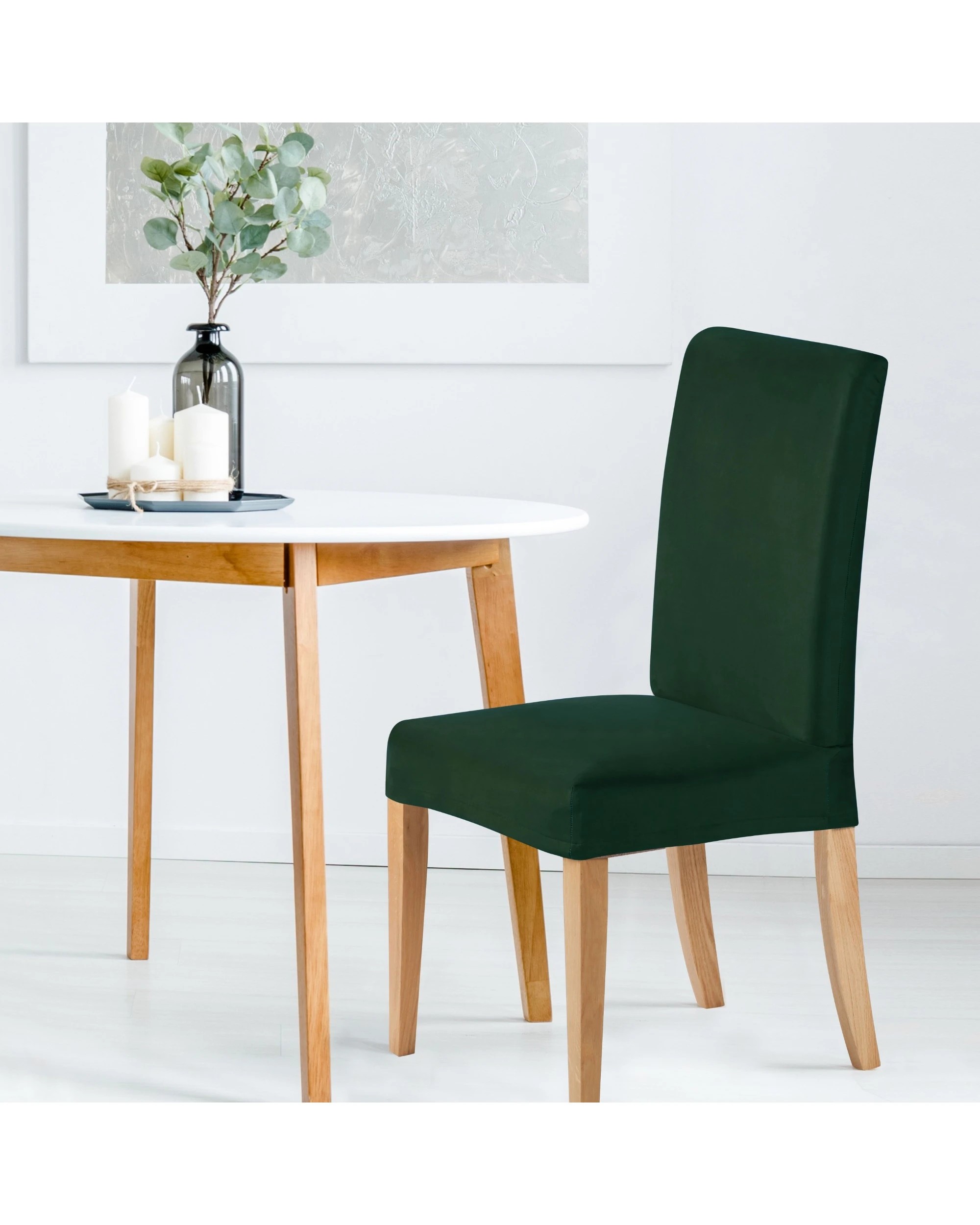 3 Sherwood Home Premium Faux Suede Dining Chair Cover - Forest Green, 3 of 4