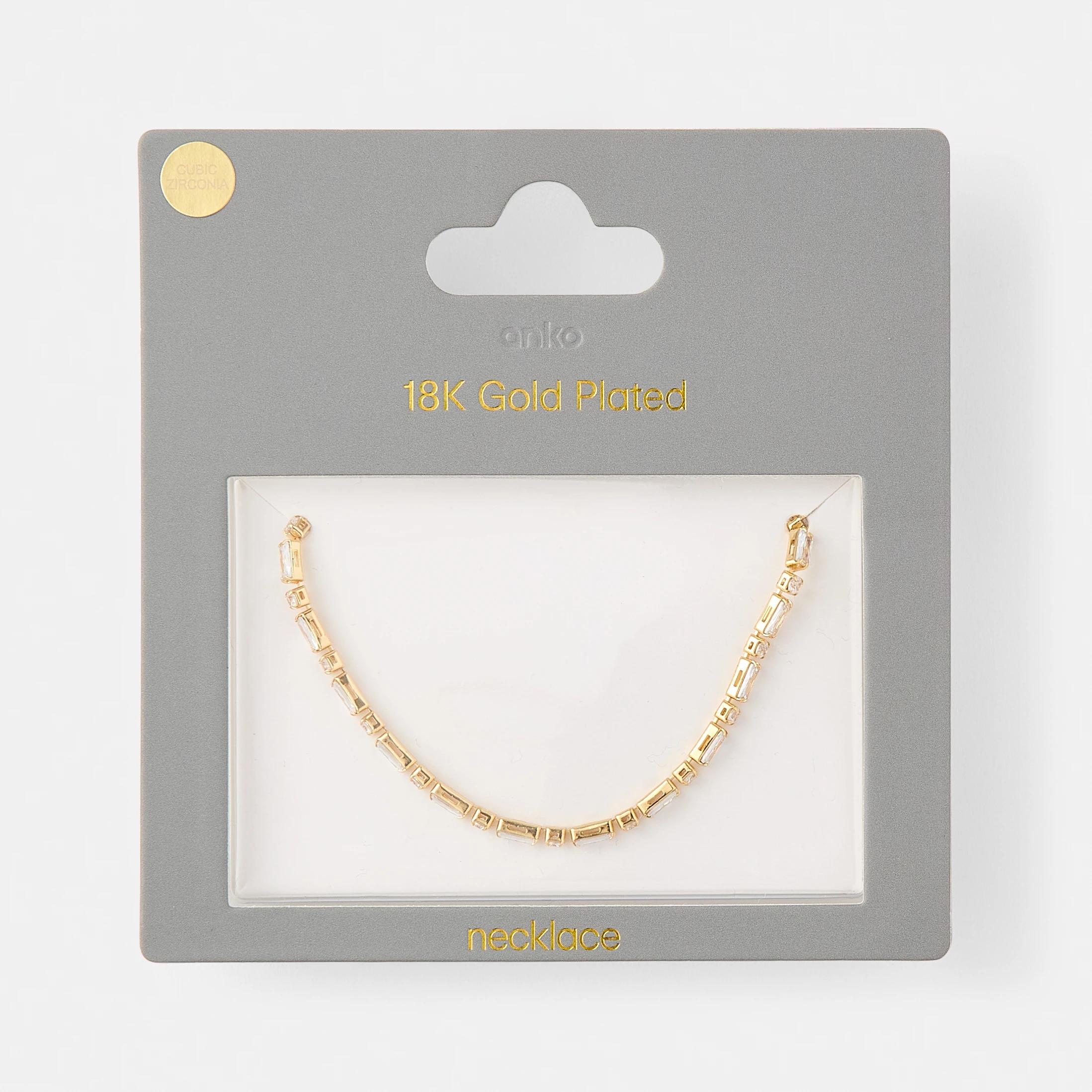 4 18K Gold Plated Cubic Zirconia Stone Necklace Gold, 4 of 4