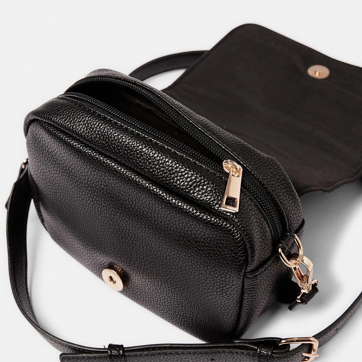 4 Front Flap Crossbody Bag Black, 4 of 5