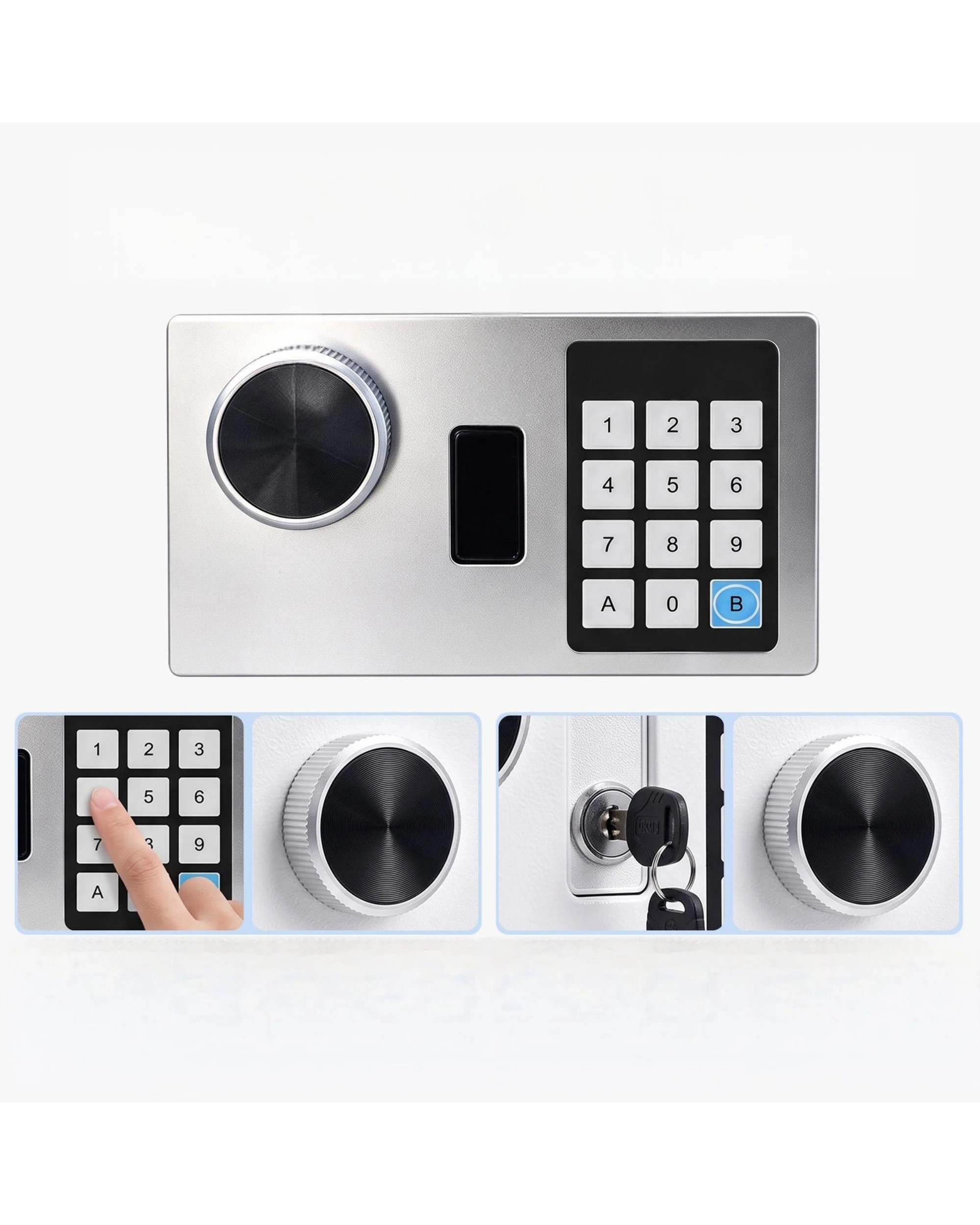 2 Advwin 7.2L Digital Safe Box with Keypad & Keys, Steel Security Home Safe for cash, passports, jewelry - White, 2 of 7