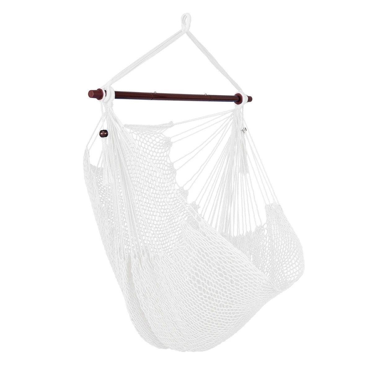 1 Costway Caribbean Hammock Chair Stretchable Hanging Rope Swing Chair - White, 1 of 5