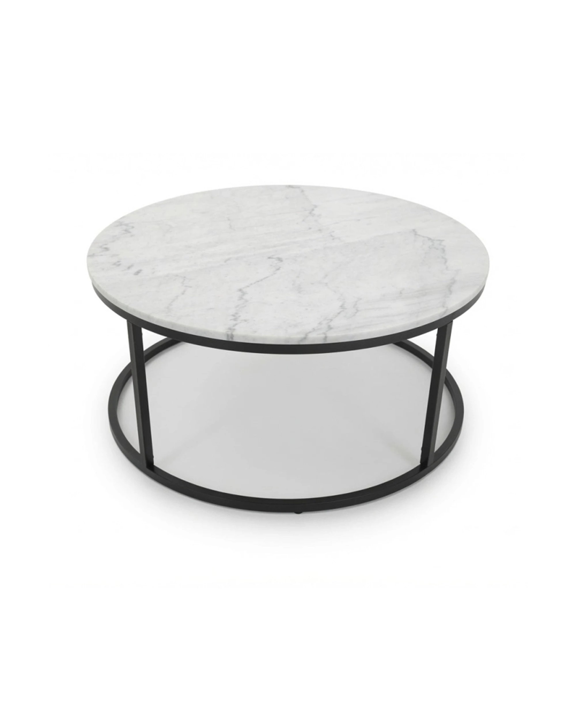 5 Codu Vela Steel Frame Marble Top Coffee Table 85x85x40cm - Black, 5 of 8