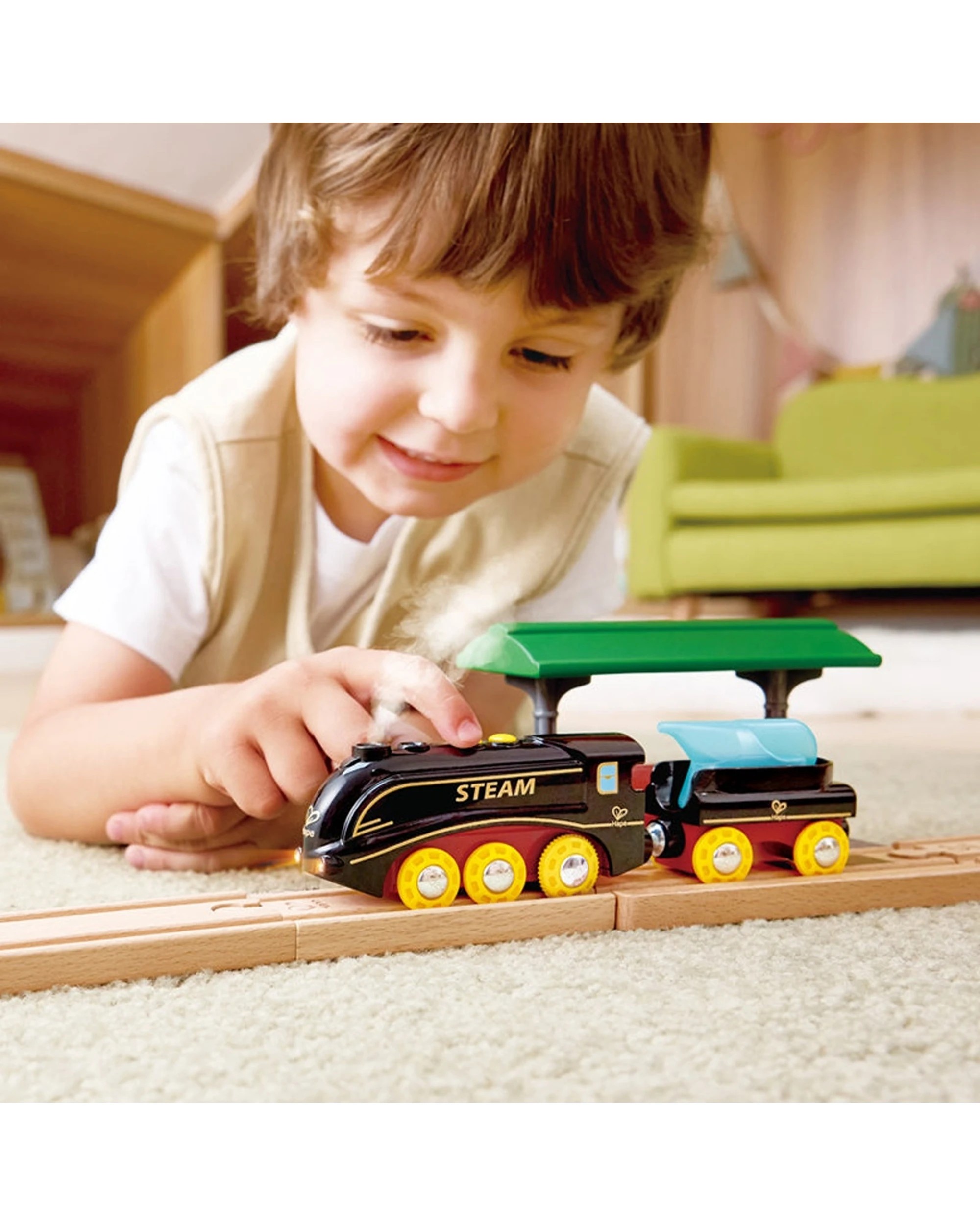 4 Hape Steam Whistle Train Set With Sounds Kids Toy Push Button Fun - Multi, 4 of 4