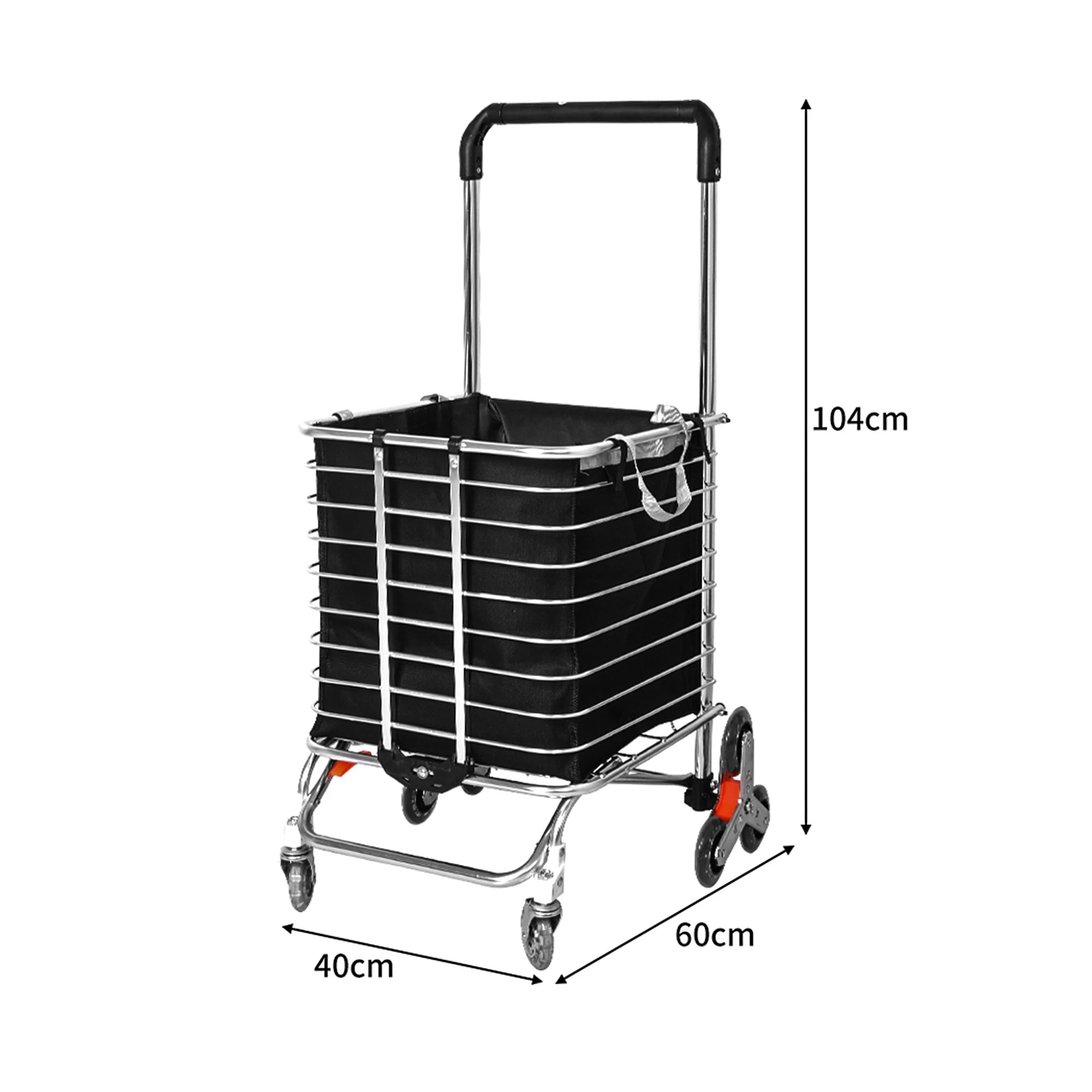 2 Mountview Foldable Shopping Cart Trolley Basket Grocery Portable Black 40L Wheel - Black, 2 of 5