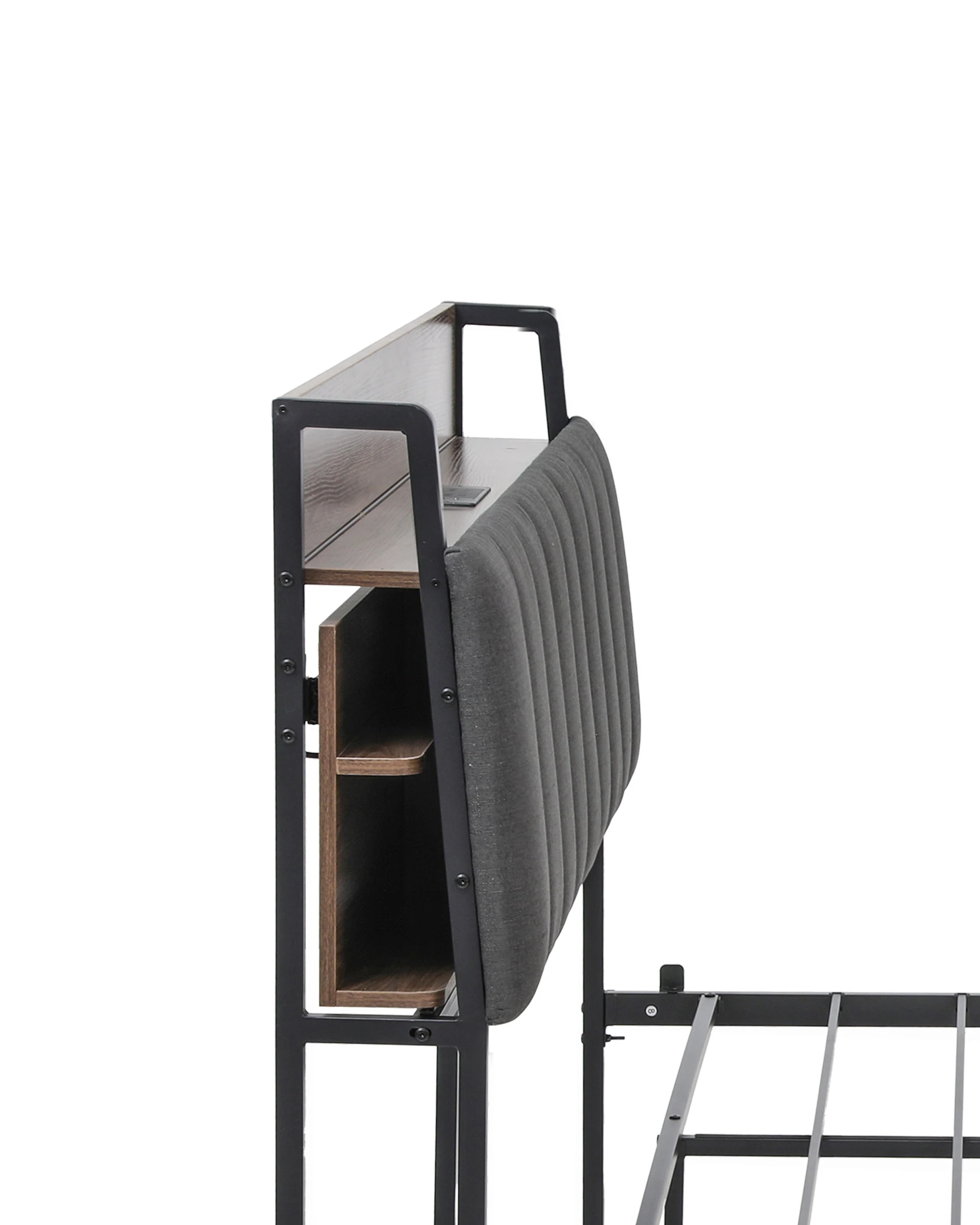 6 Artiss Metal Bed Frame Double Size with 2-Tier Hidden Storage with Charging Station - Grey, 6 of 7