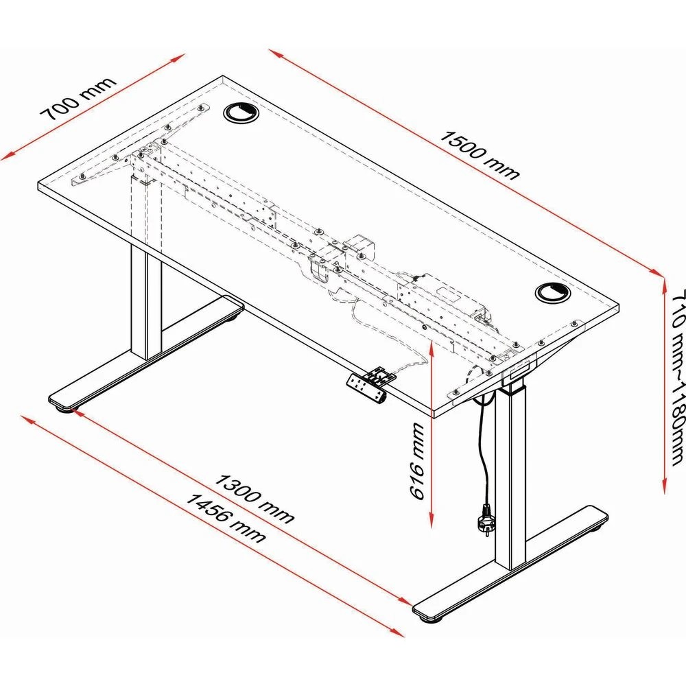 8 Matrix Executive Sit Stand Electric Desk 1500mm Walnut Desks, Tables and Workstations, 8 of 8