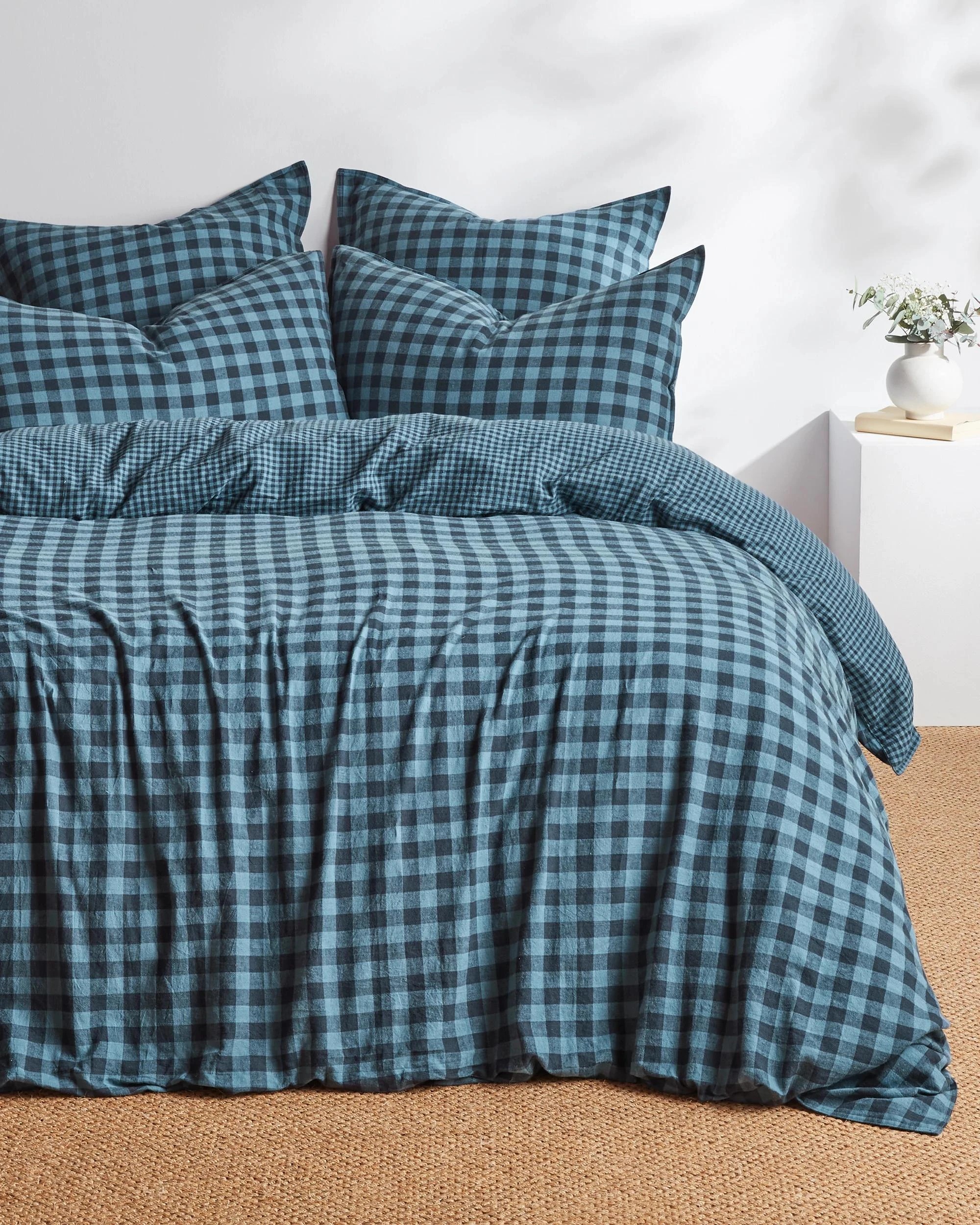 1 Target Darby Gingham Linen/Cotton Quilt Cover Set - King Bed - Blue, 1 of 1