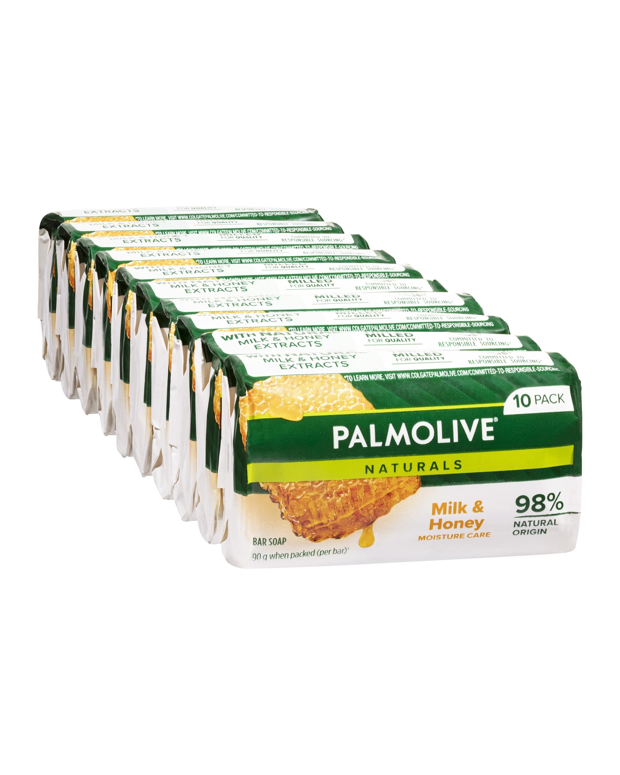 1 Palmolive 10 Pack Naturals Moisture Care Bar Soap 90g - Milk & Honey, 1 of 9