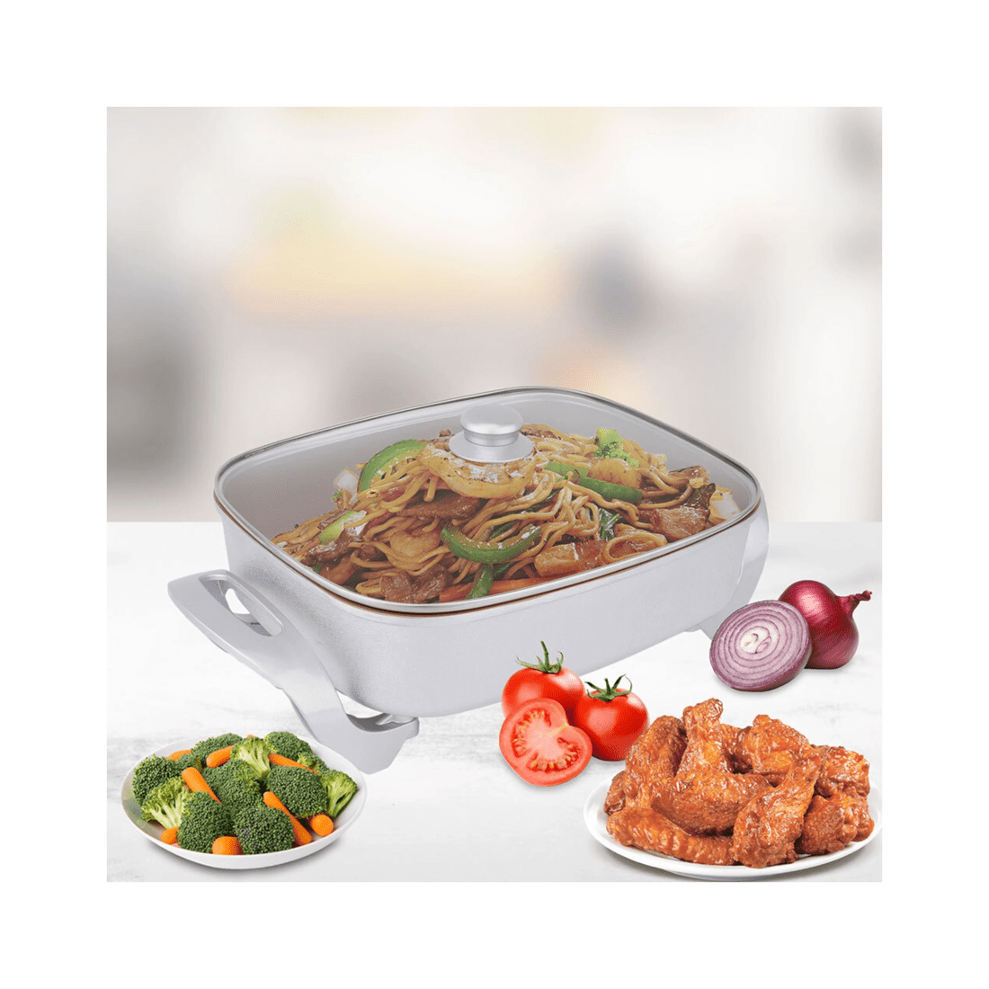 5 Healthy Choice Electric Fry Pan 7.9l 38cm Non-stick 1500w Frying Cookware Copper
 - White, 5 of 7