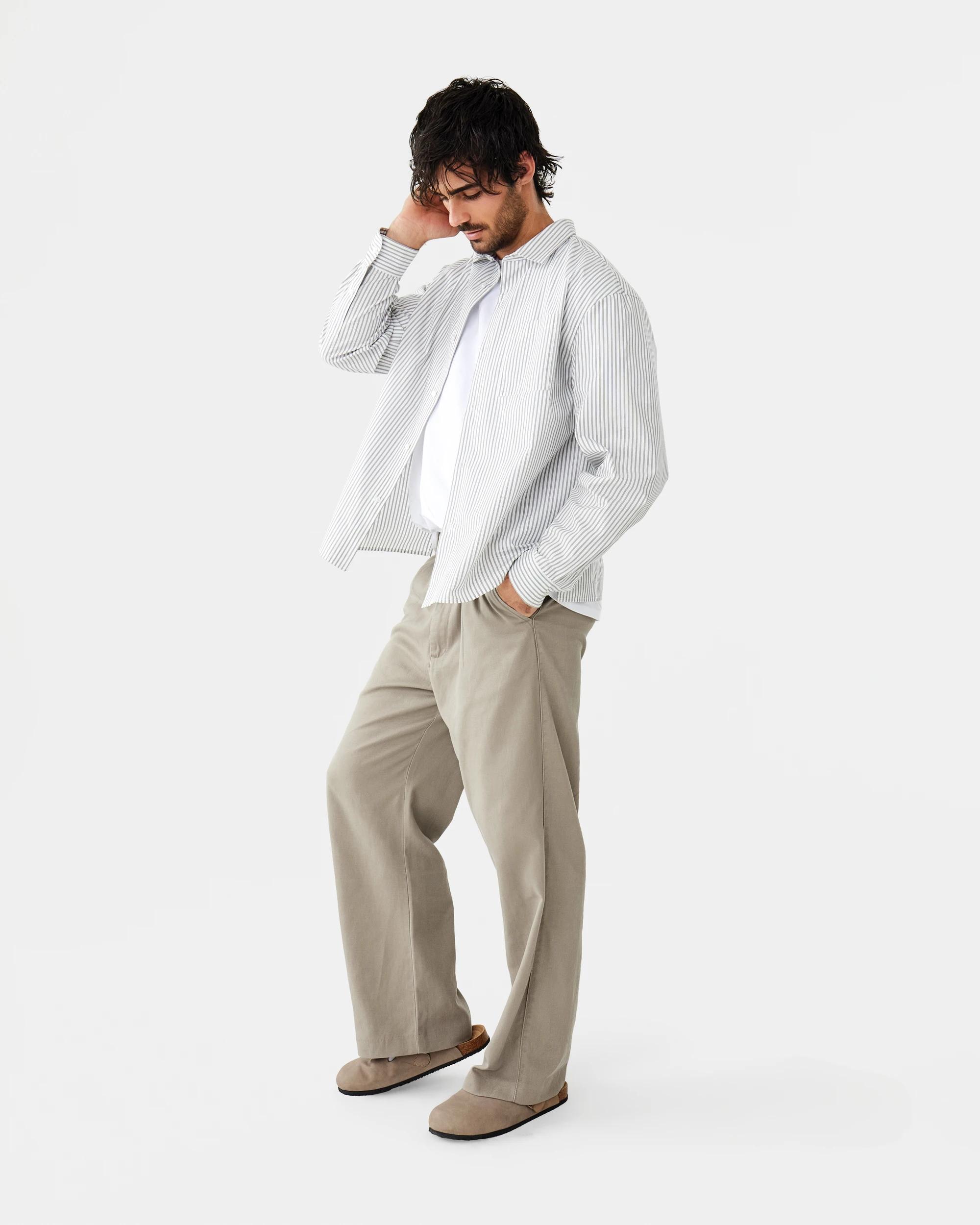 4 Long Sleeve Relaxed Poplin Shirt Wht Stripe, 4 of 9