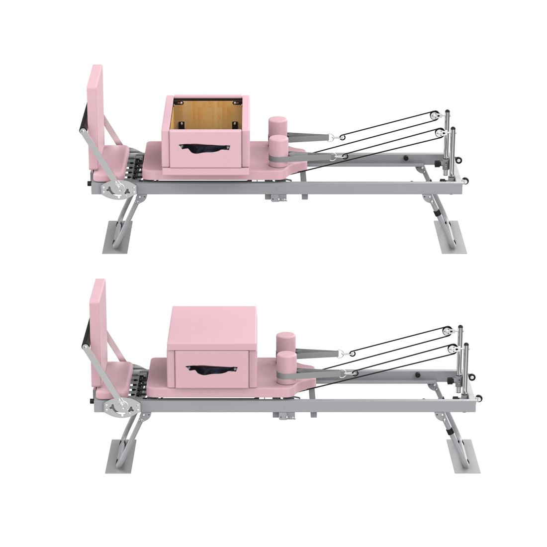 5 Advwin Foldable Pilates Exercise Machine with Jump Board & Reformer Box for Home, 120kg Capacity Pink, 5 of 7