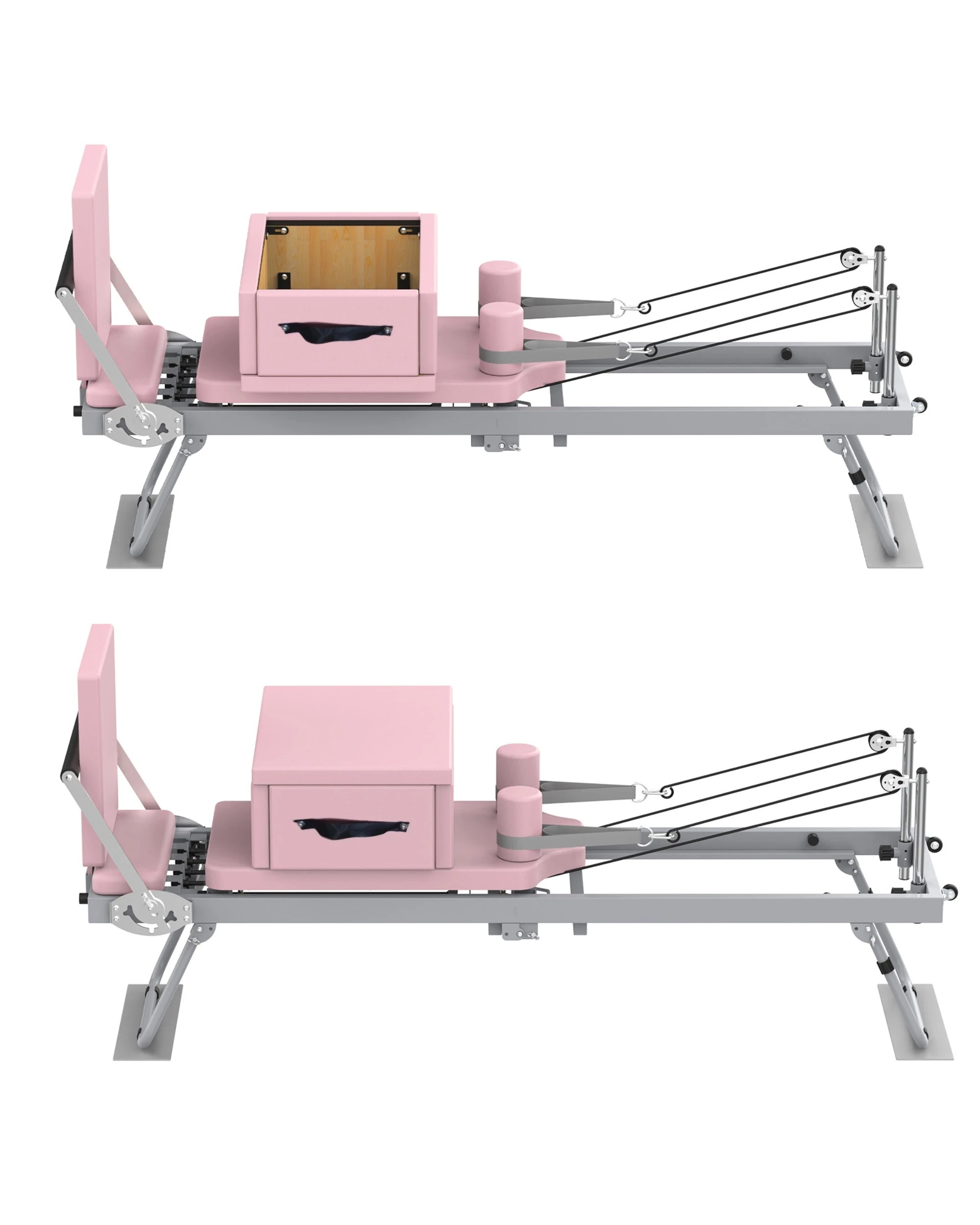 5 Advwin Foldable Pilates Exercise Machine with Jump Board & Reformer Box for Home, 120kg Capacity Pink, 5 of 7