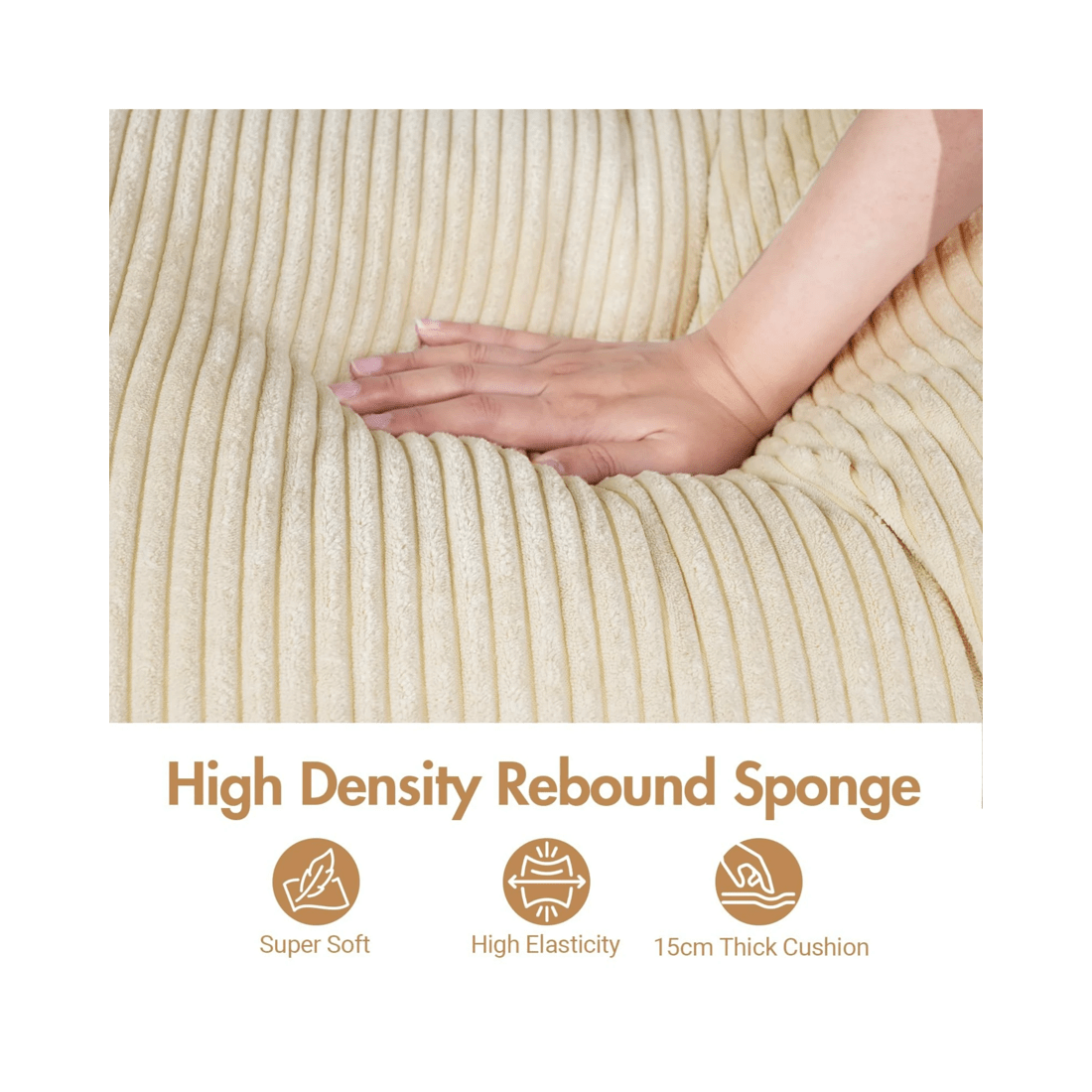 3 Advwin Armless Chair Corduroy Single Sofa Lounge Upholstered Couch W/ Cushion Beige, 3 of 8