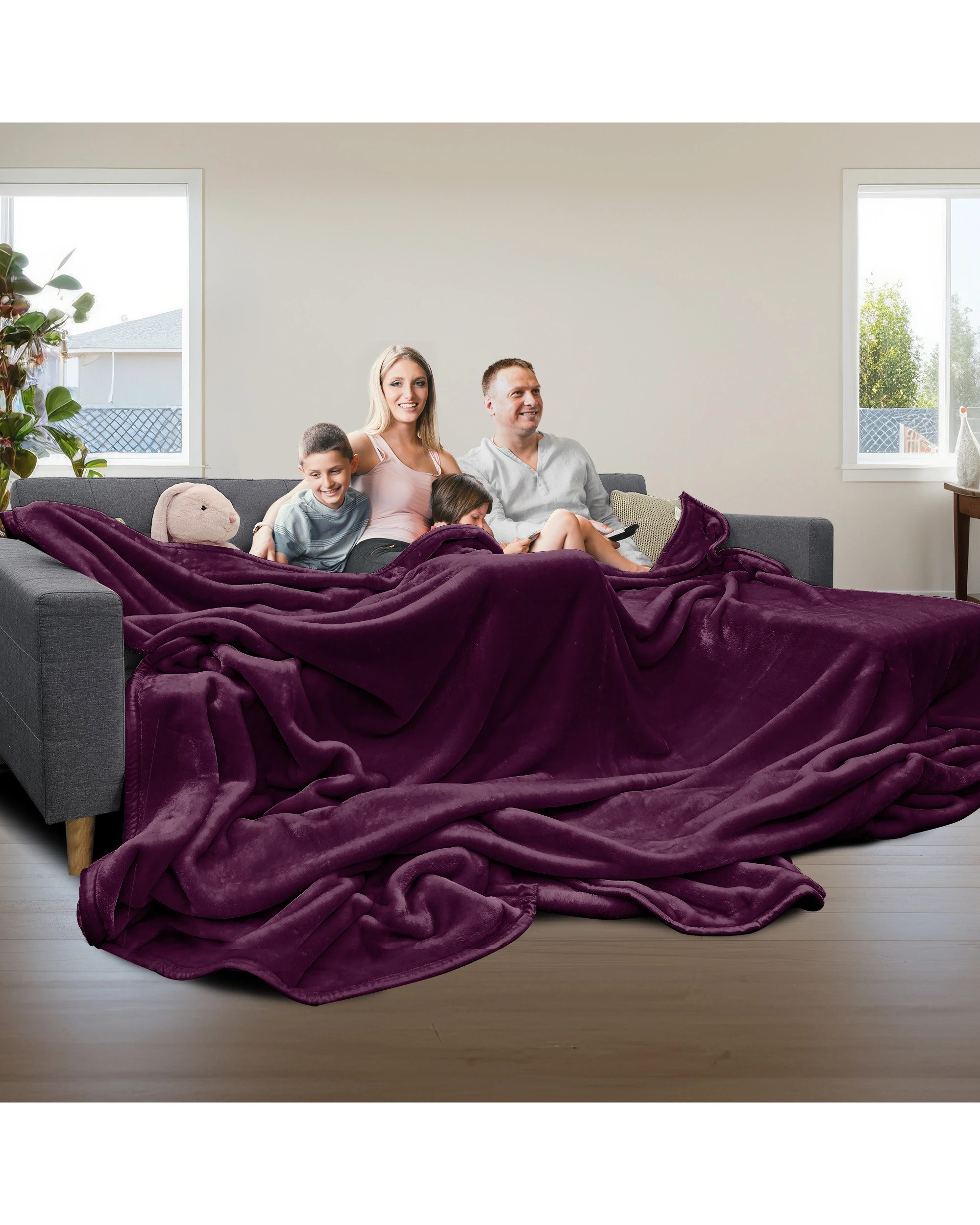10 Laura Hill 3m X 3m Xl Faux Mink Blanket Double-sided Soft Plush Bed Oversized Throw Rug Purple
 - Super King Bed, 10 of 10