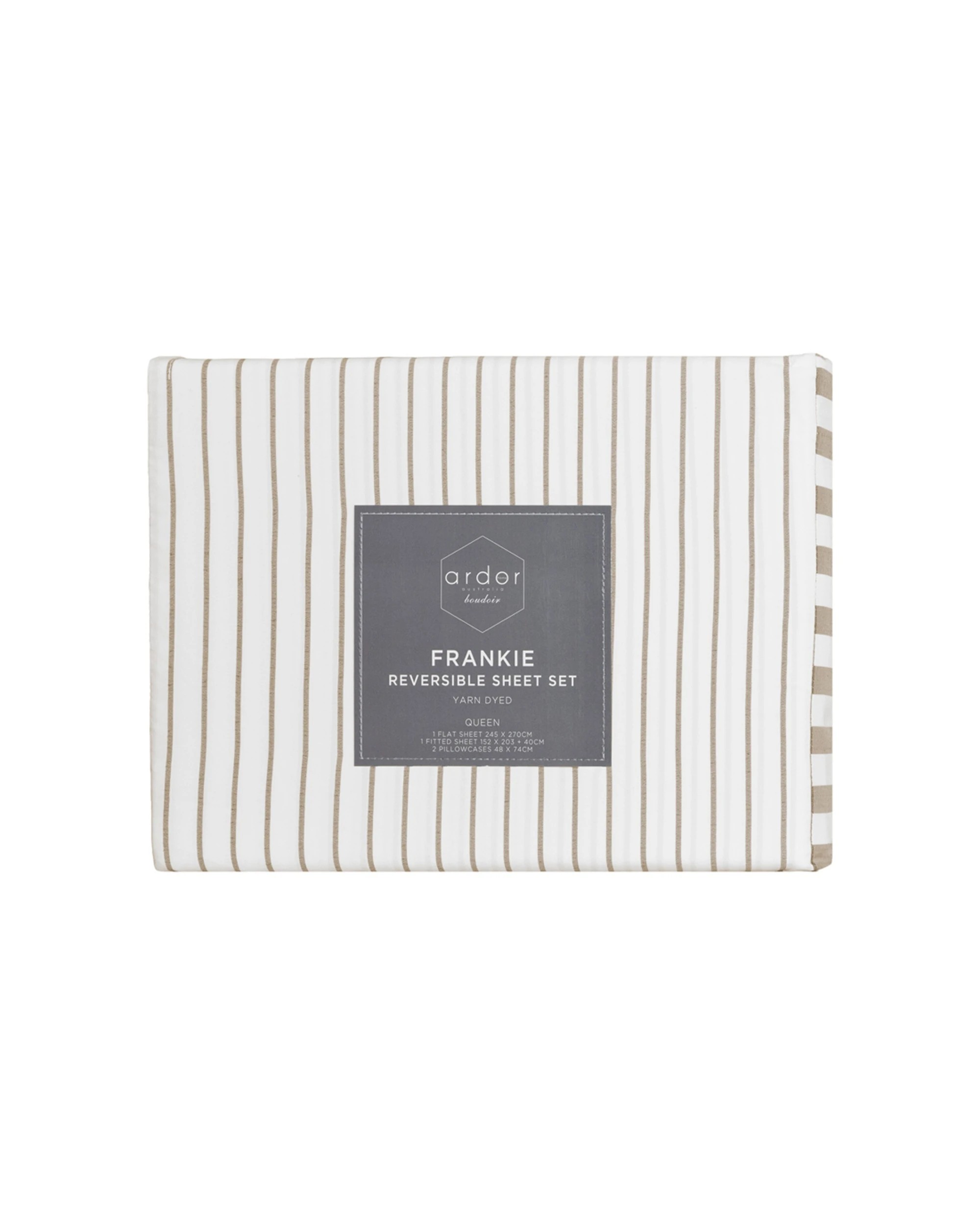 5 Ardor Boudoir Frankie Stripe Soft Fabric Stylish Sheet Set - Single Bed - Natural, 5 of 5