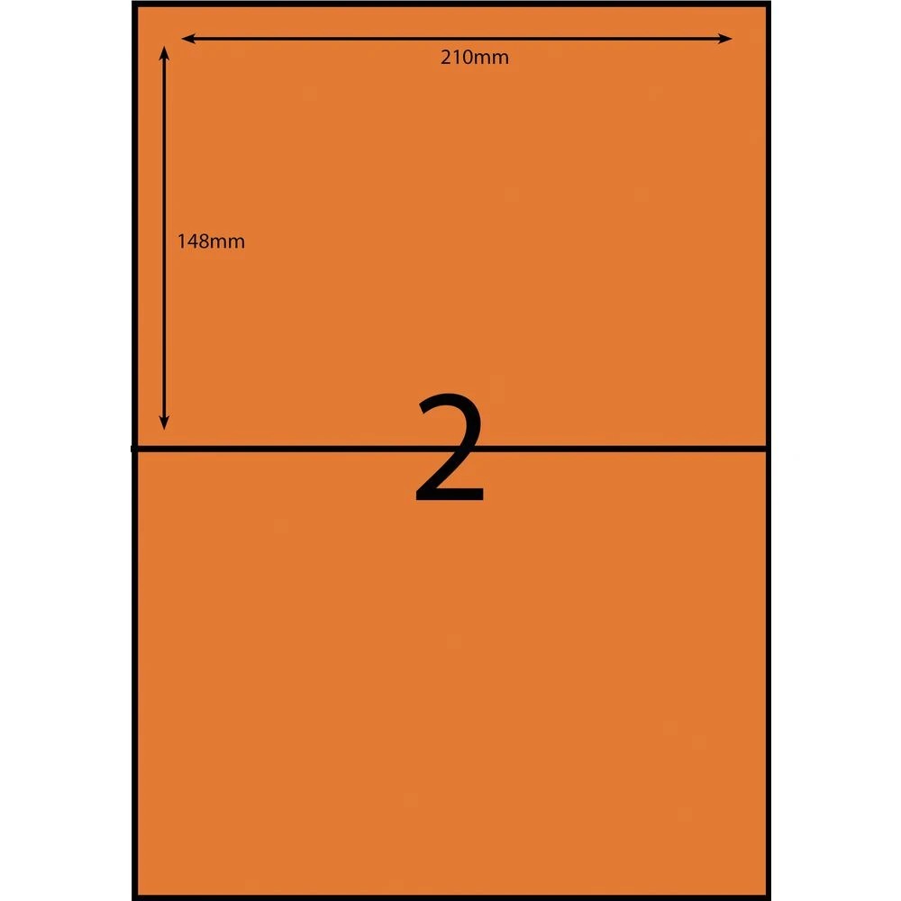 2 Stock Forms Australia 2UP Inkjet Laser Label Orange 100 Sheet, 2 of 2