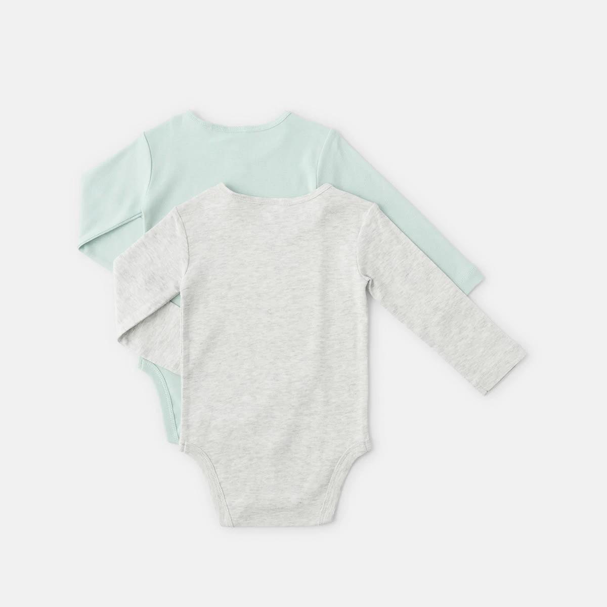 2 2 Pack Long Sleeve Bodysuits SURF SPRAY AND WHITE MARLE, 2 of 6