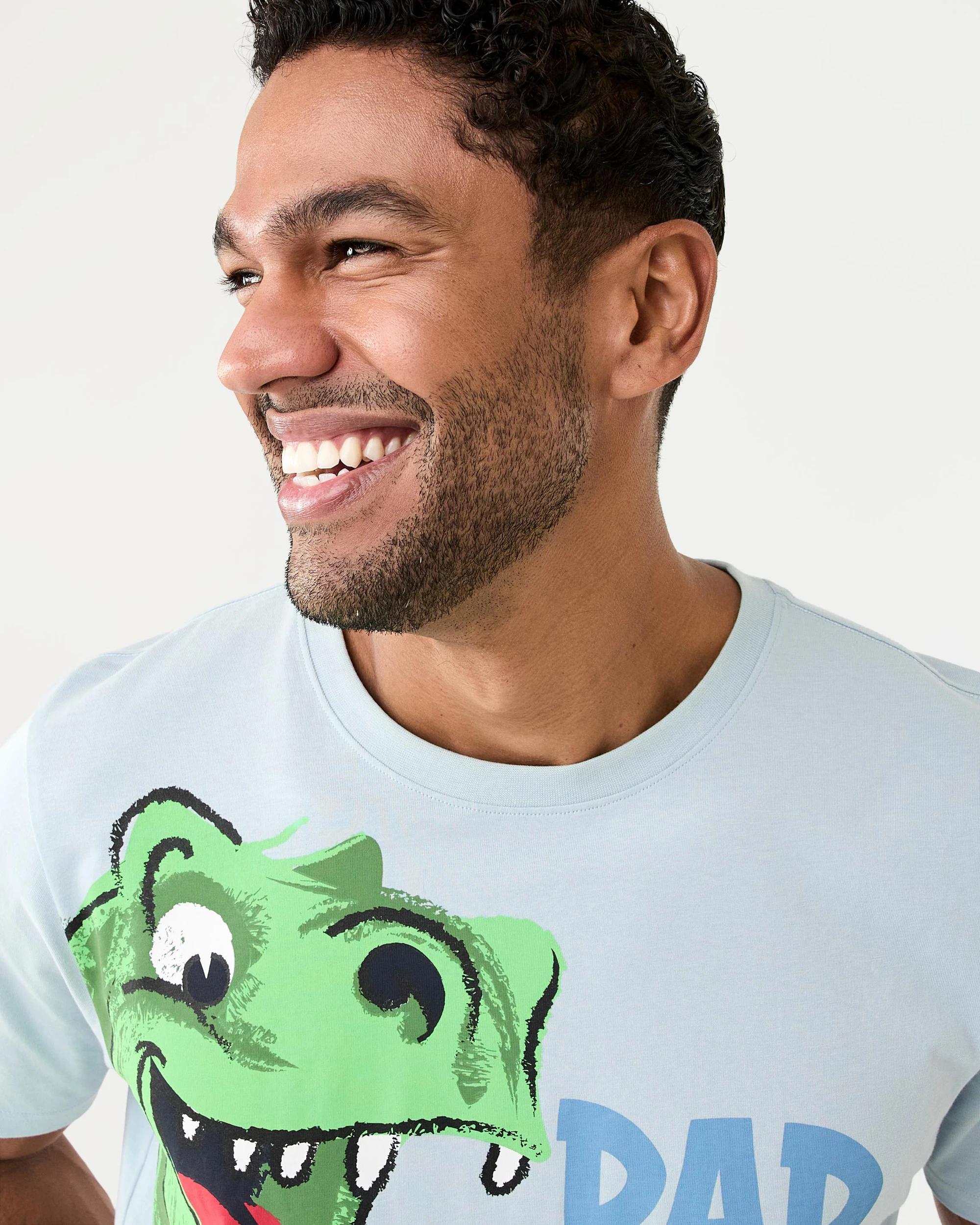 4 Short Sleeve Knit Short Mini Me Pyjama Set Dadosaurus, 4 of 9