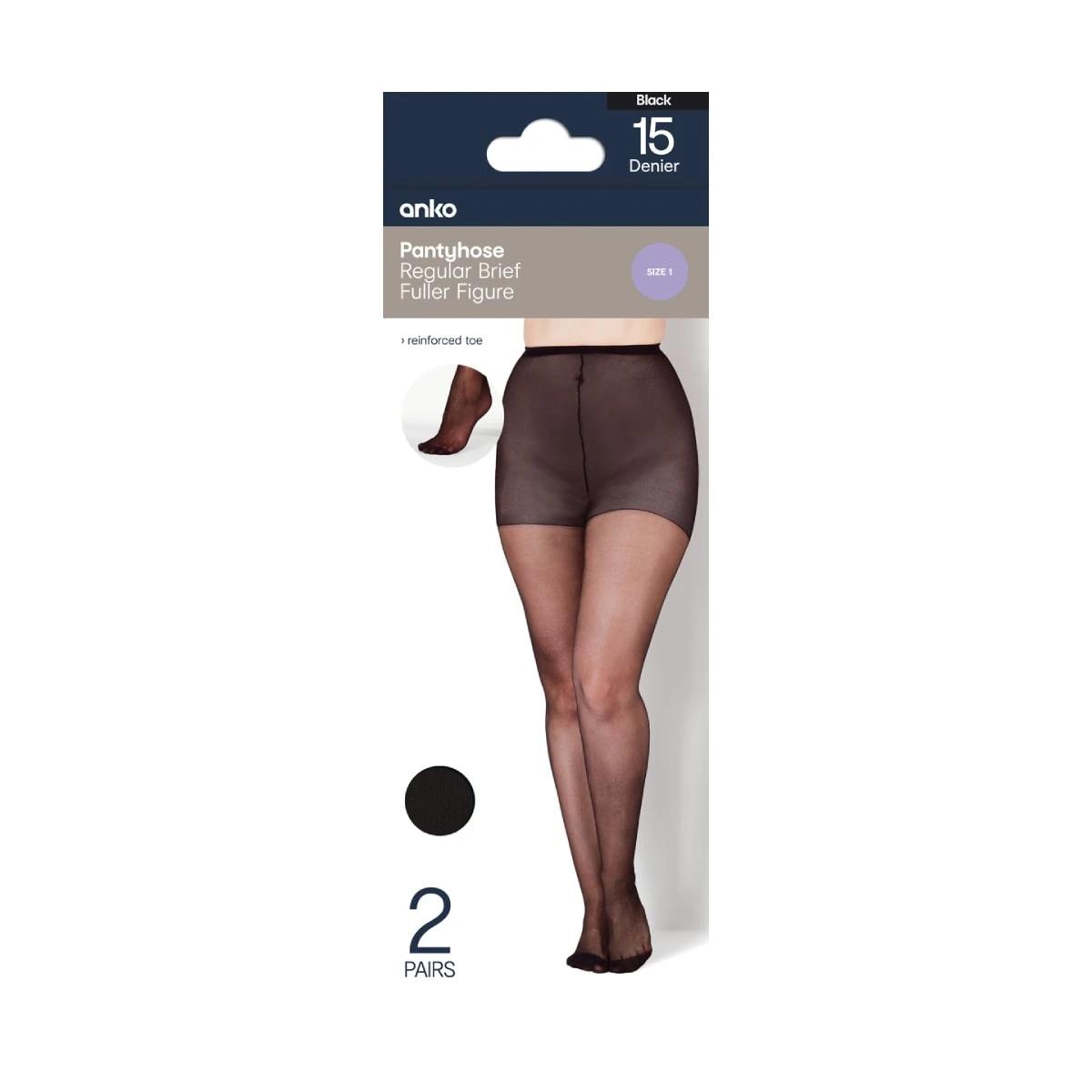 3 2 Pack Fuller Figure Regular Brief Pantyhose BLACK, 3 of 3