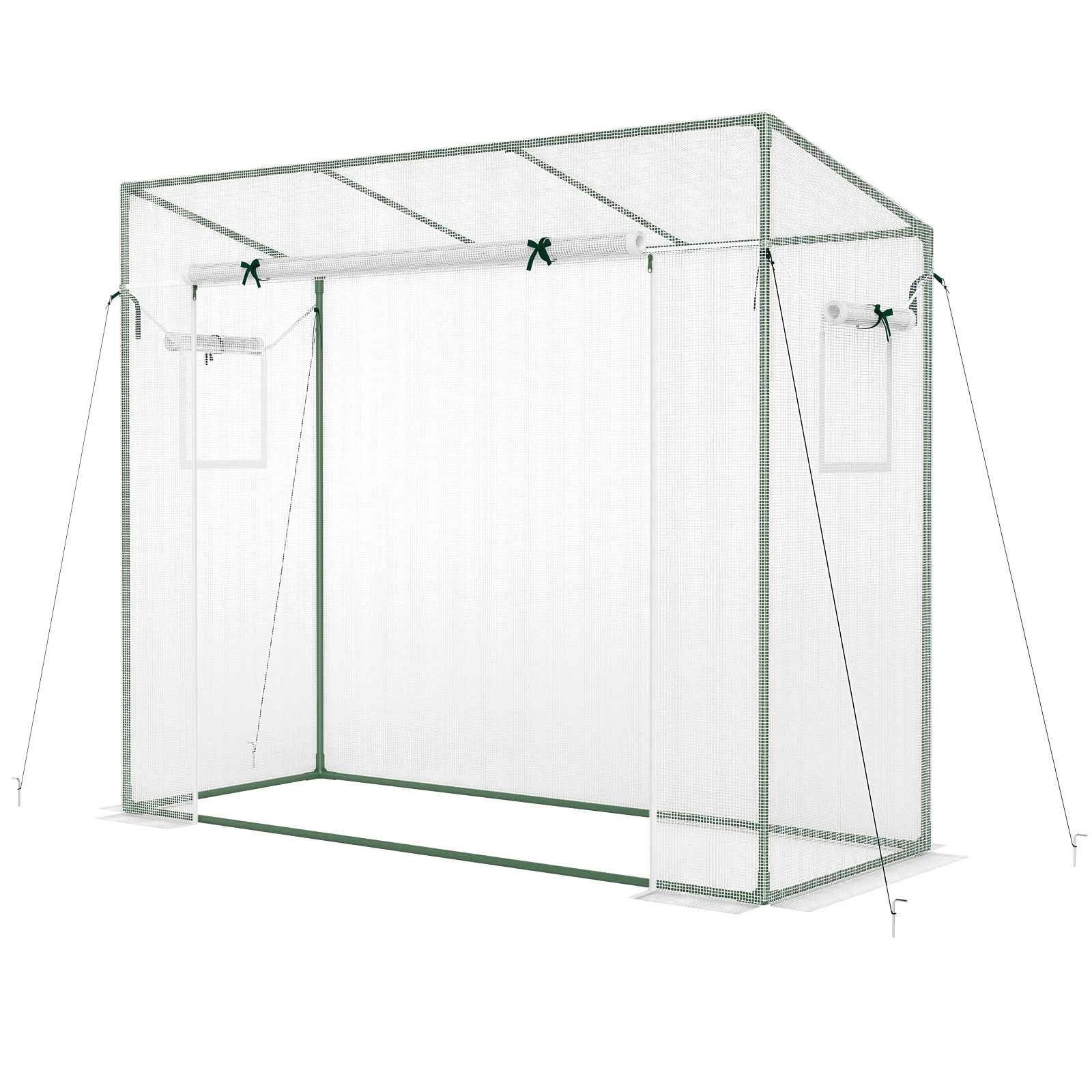 1 Costway Outdoor Portable Mini Greenhouse Garden Shed w/PE Cover Planter Box - White, 1 of 4
