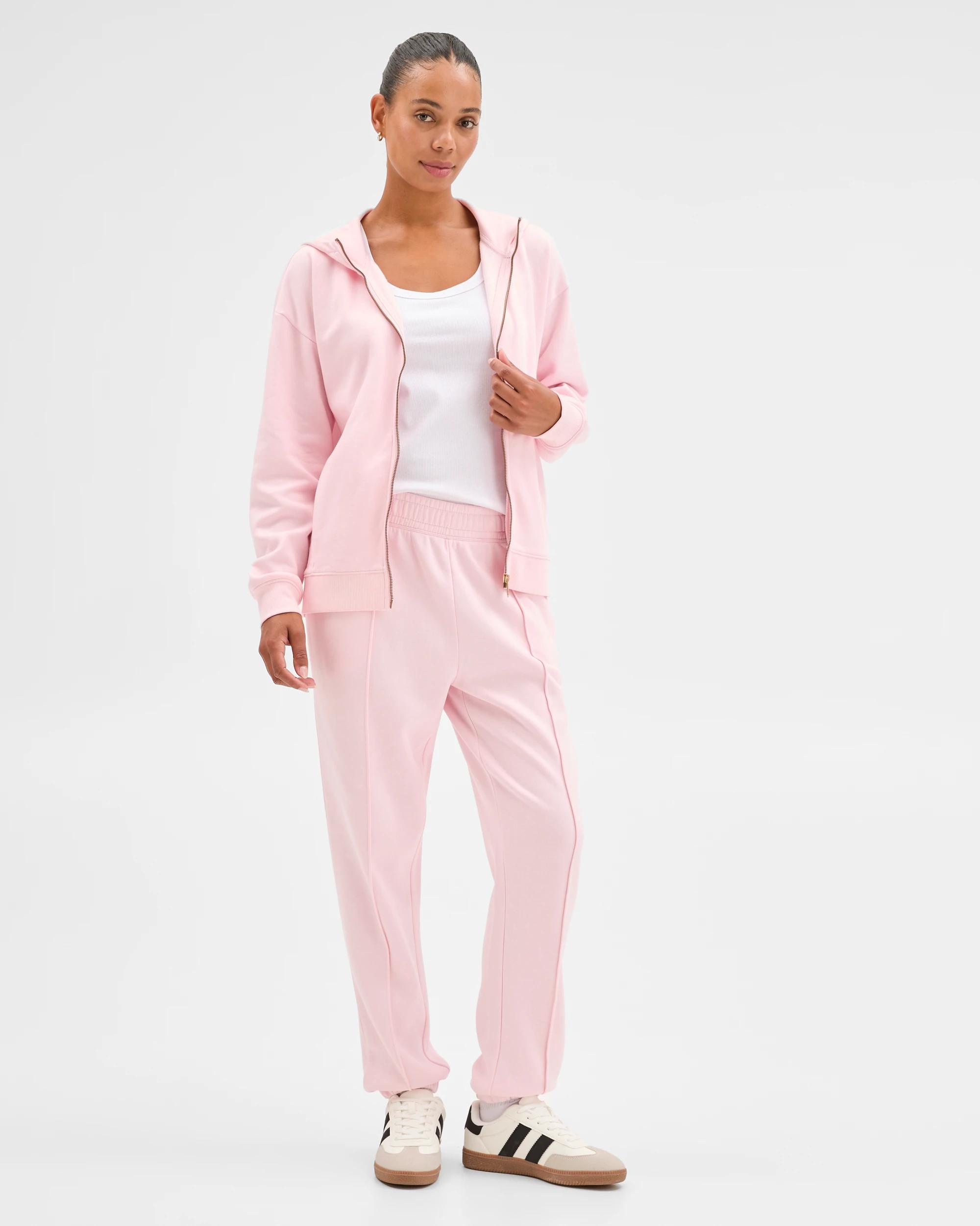 1 Target Active Active Australian Cotton Blend Fleece Zip Through Hoodie BARLEY PINK, 1 of 6