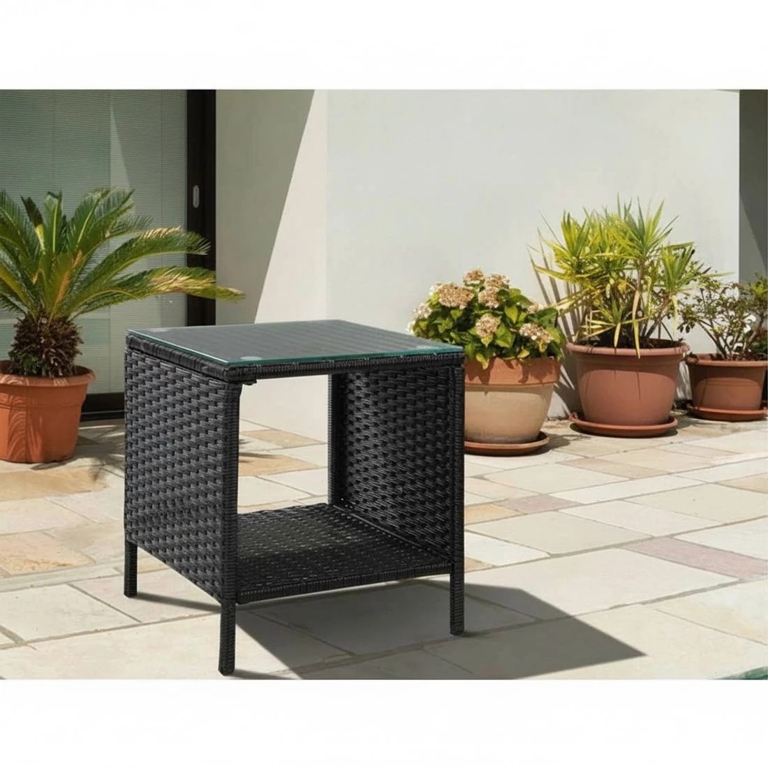 4 Gardeon Coffee Side Table Wicker Desk Rattan Outdoor Furniture Garden - Black, 4 of 6