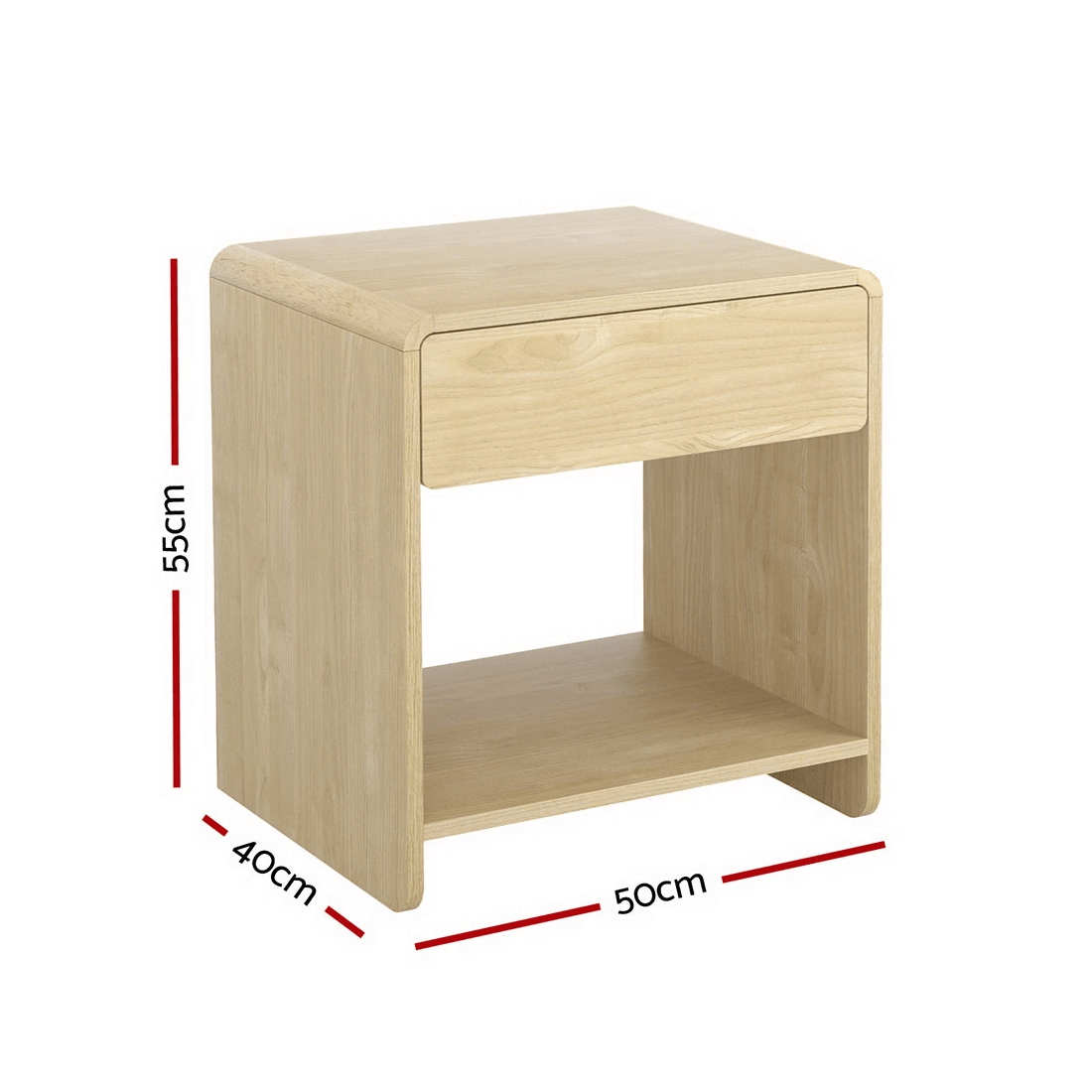 2 Artiss Bedside Table Drawer Open Shelf Pine - Brown, 2 of 6