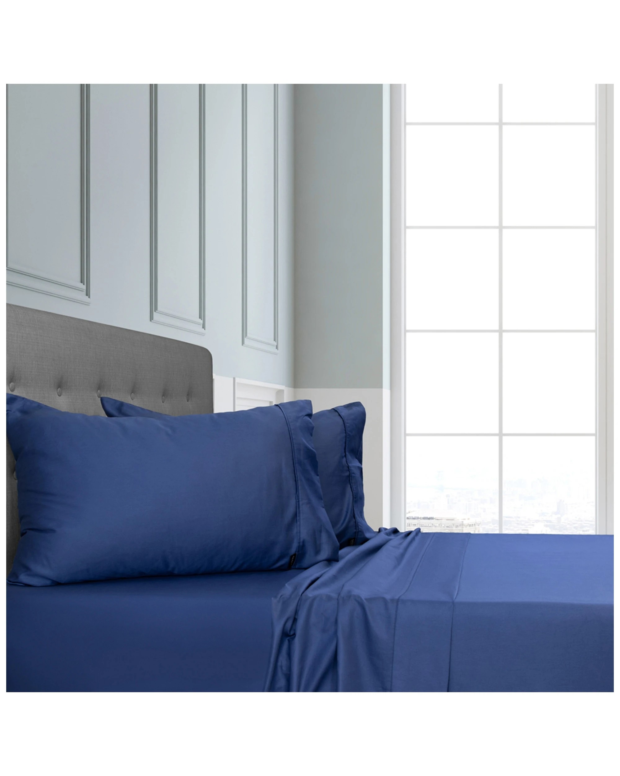 1 Ardor King Cotton Sheet Set - 375 Thread Count Sheets - Cotton Bed Sheets - King Bed - Blue, 1 of 3