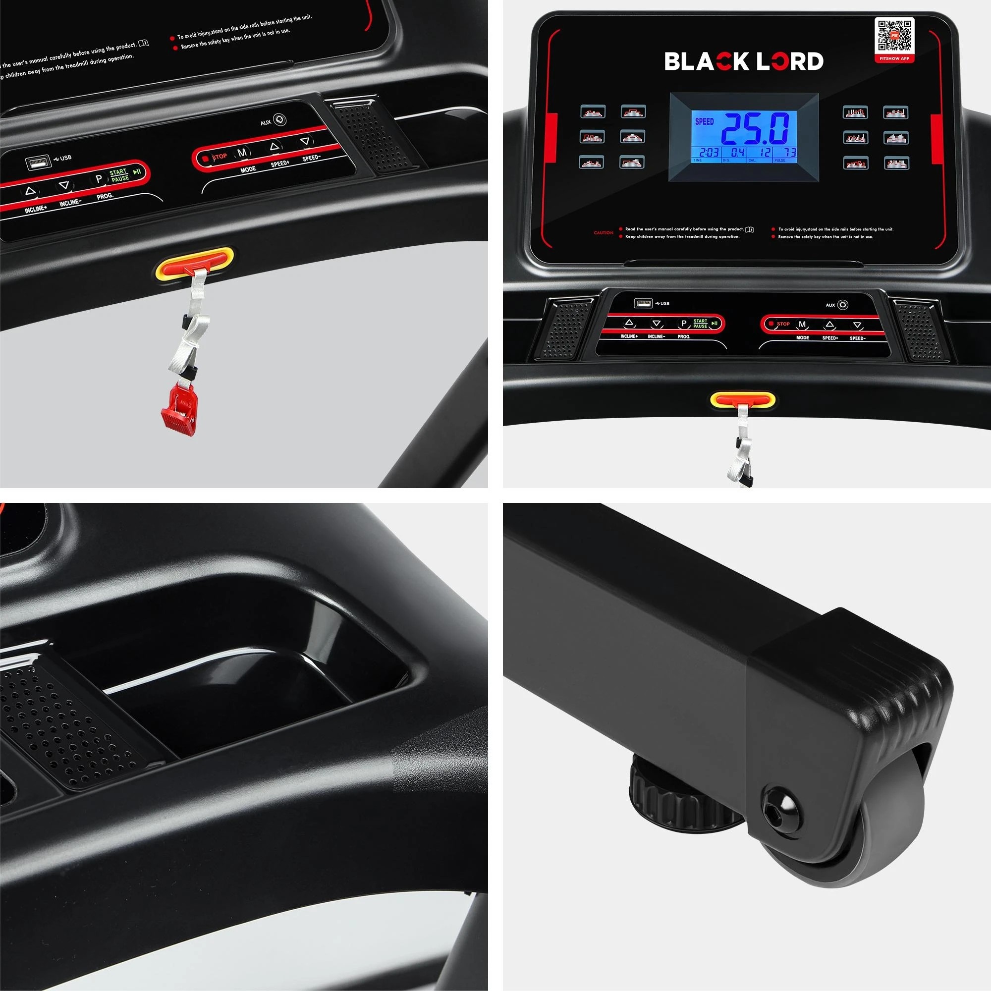 7 Black Lord Treadmill Electric Auto Incline Home Gym Exercise Run Machine EXP32, 7 of 9