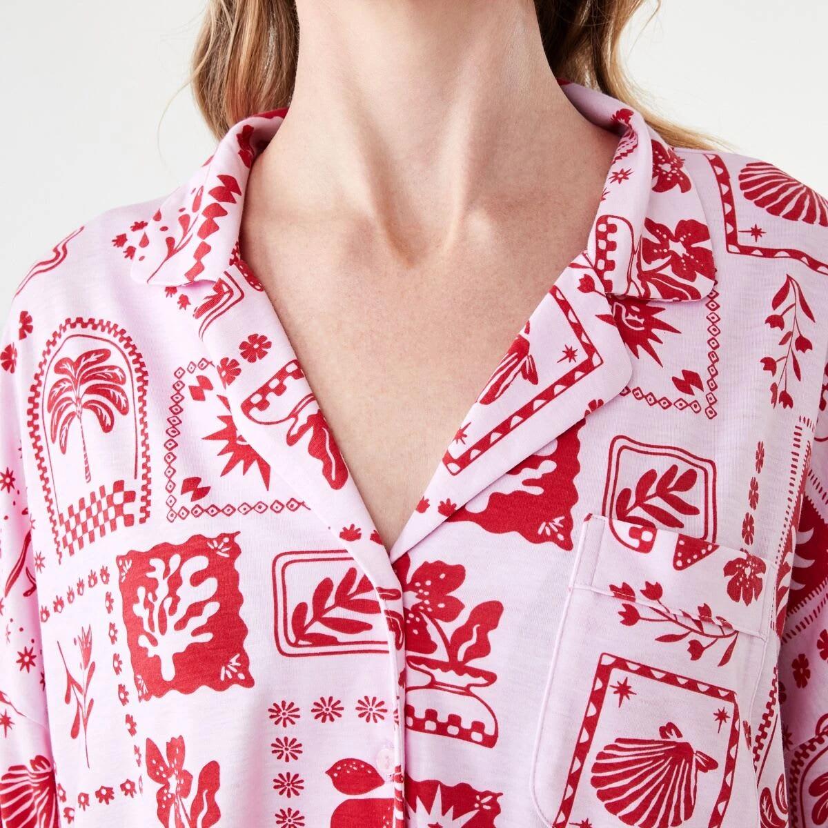 5 Long Sleeve Top and Shorts Comfort Pyjama Set VACAY STAMP PINK LADY, 5 of 8