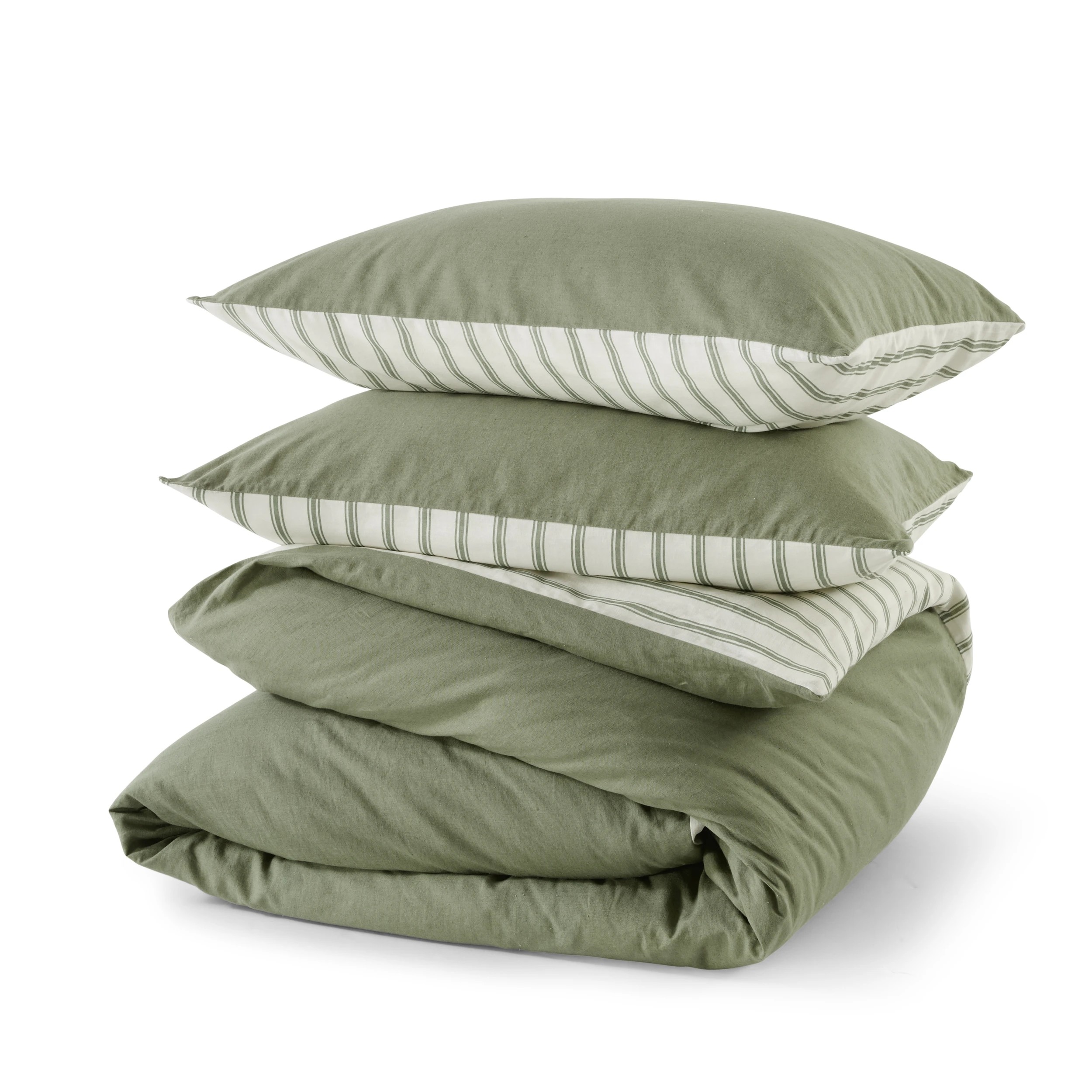 7 Linen Cotton Reversible Quilt Cover Set - King Bed, Forest, 7 of 9