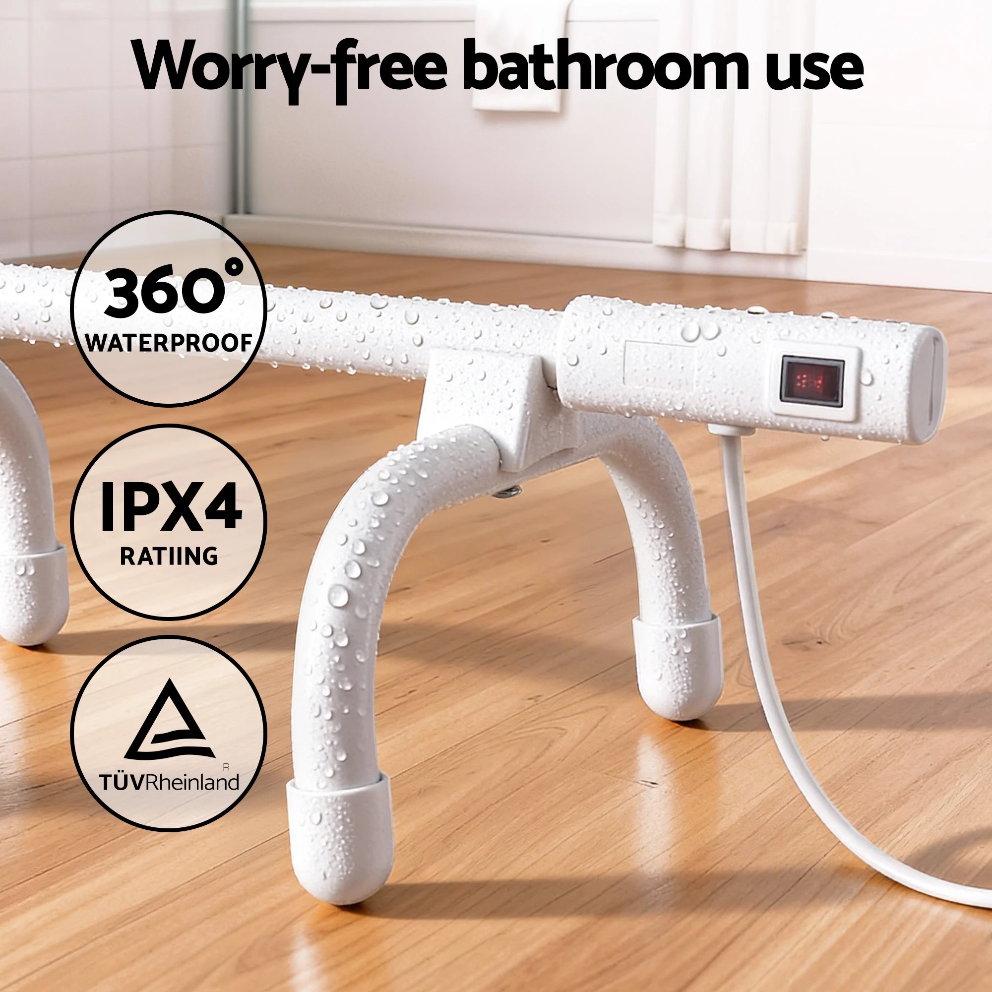 5 Devanti Heated Towel Rail Freestanding Wall Mounted S-Shape Electric Warmer Rack - White, 5 of 7