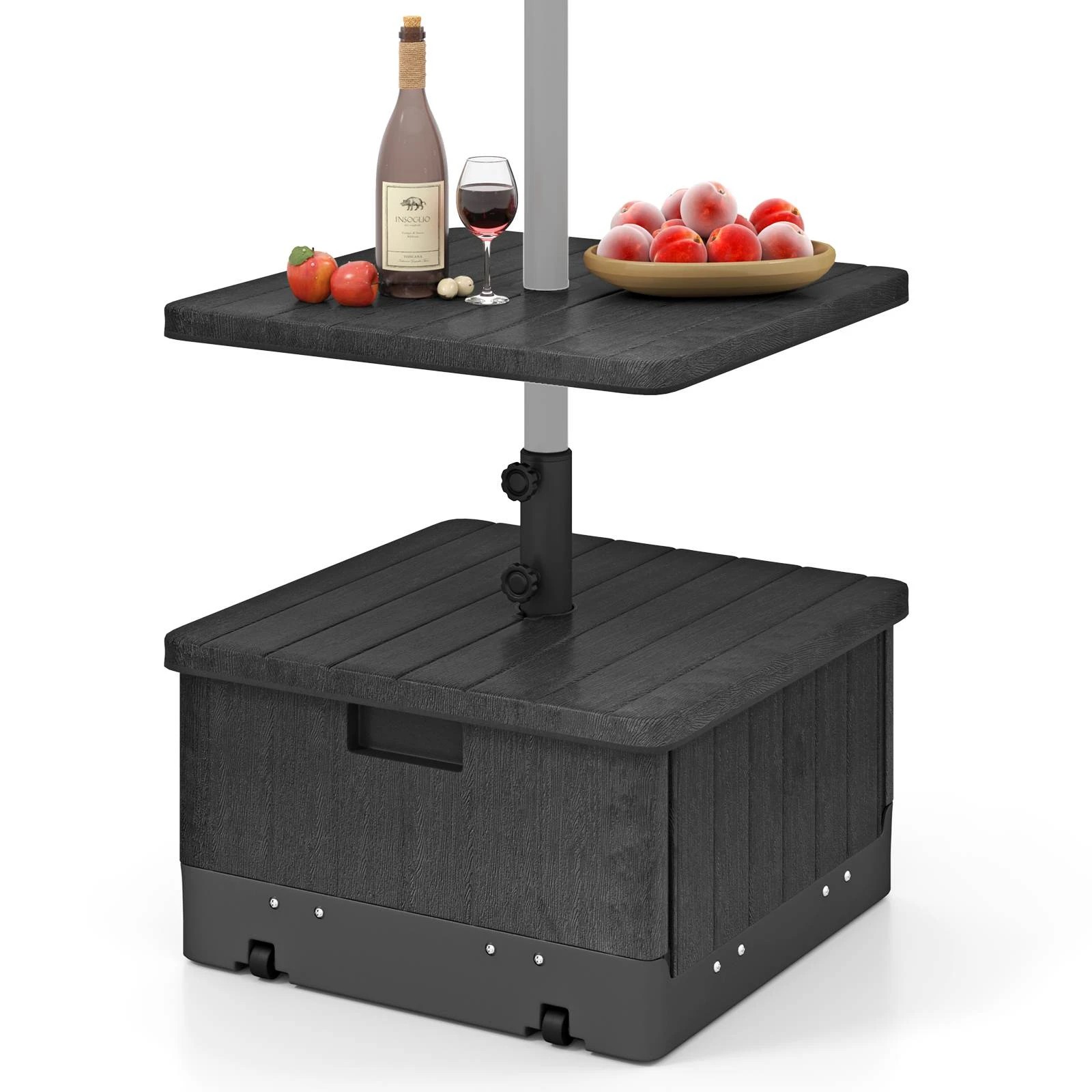 1 Costway 80kg Mobile Umbrella Stand w/Table Tray & Planter Heavy-Duty Weighted Base, 1 of 1