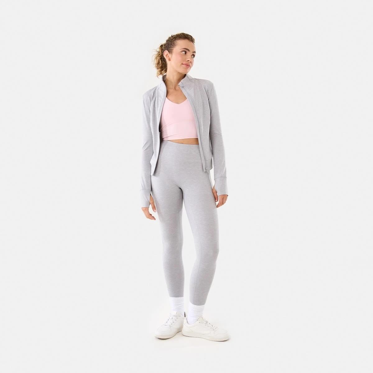 2 Active Womens Soft Touch Leggings Grey Marle, 2 of 6