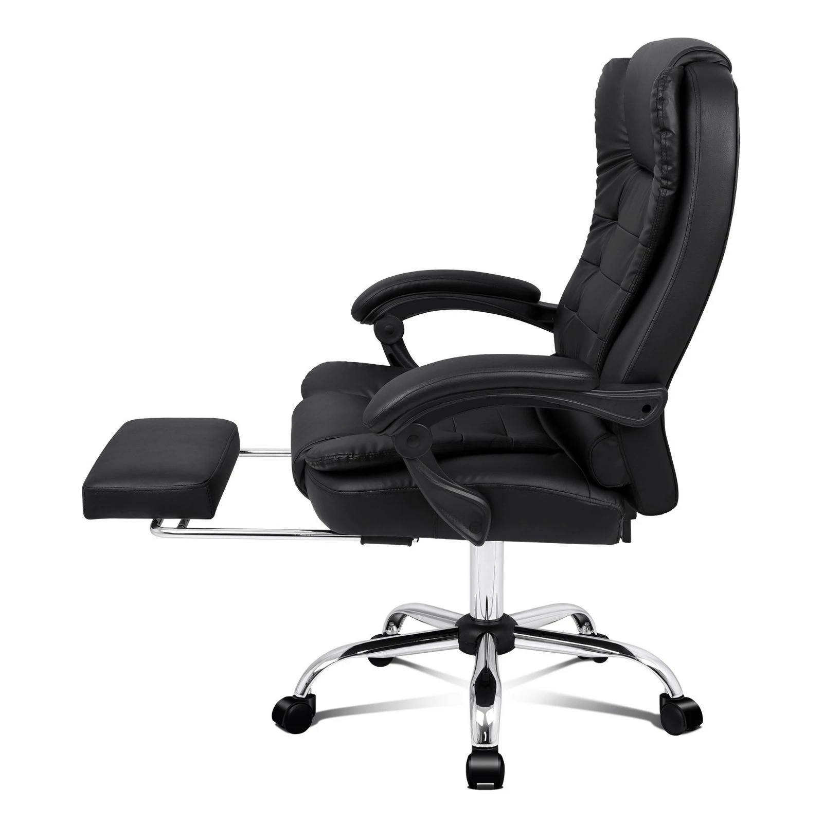 3 Alfordson Office Chair Gaming Executive Computer Racer Footrest PU Leather Seat - Black, 3 of 10