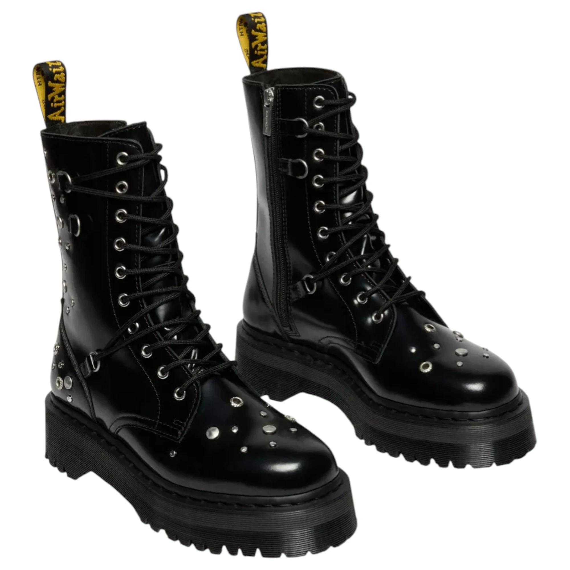 3 Dr. Martens Womens Jadon Hi Studded Boots Lace Up Shoes BLACK, 3 of 8