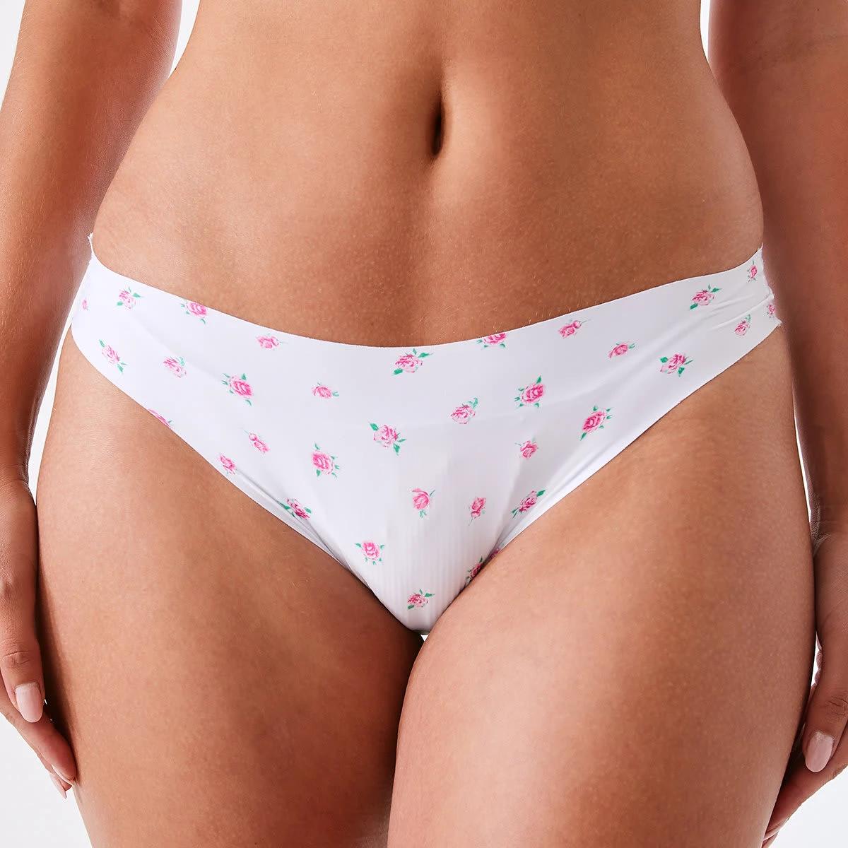 3 3 Pack No Show Bikini Briefs Rose Ditsy, 3 of 7